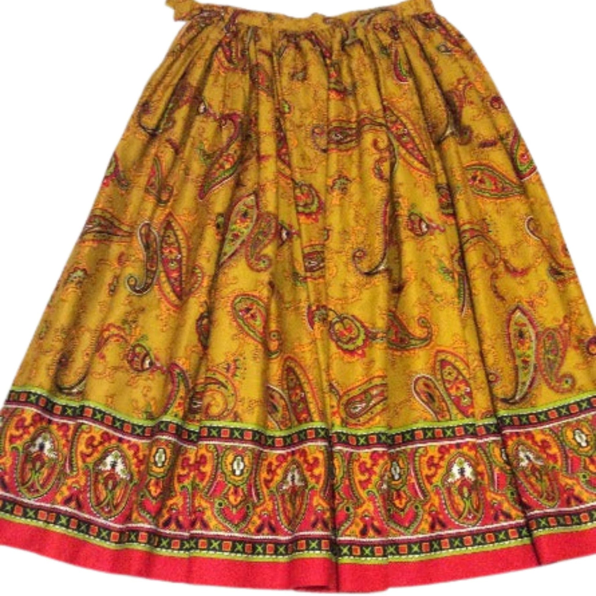 Bohemian Paisley Skirt Small / Multi / Vintage 1970s