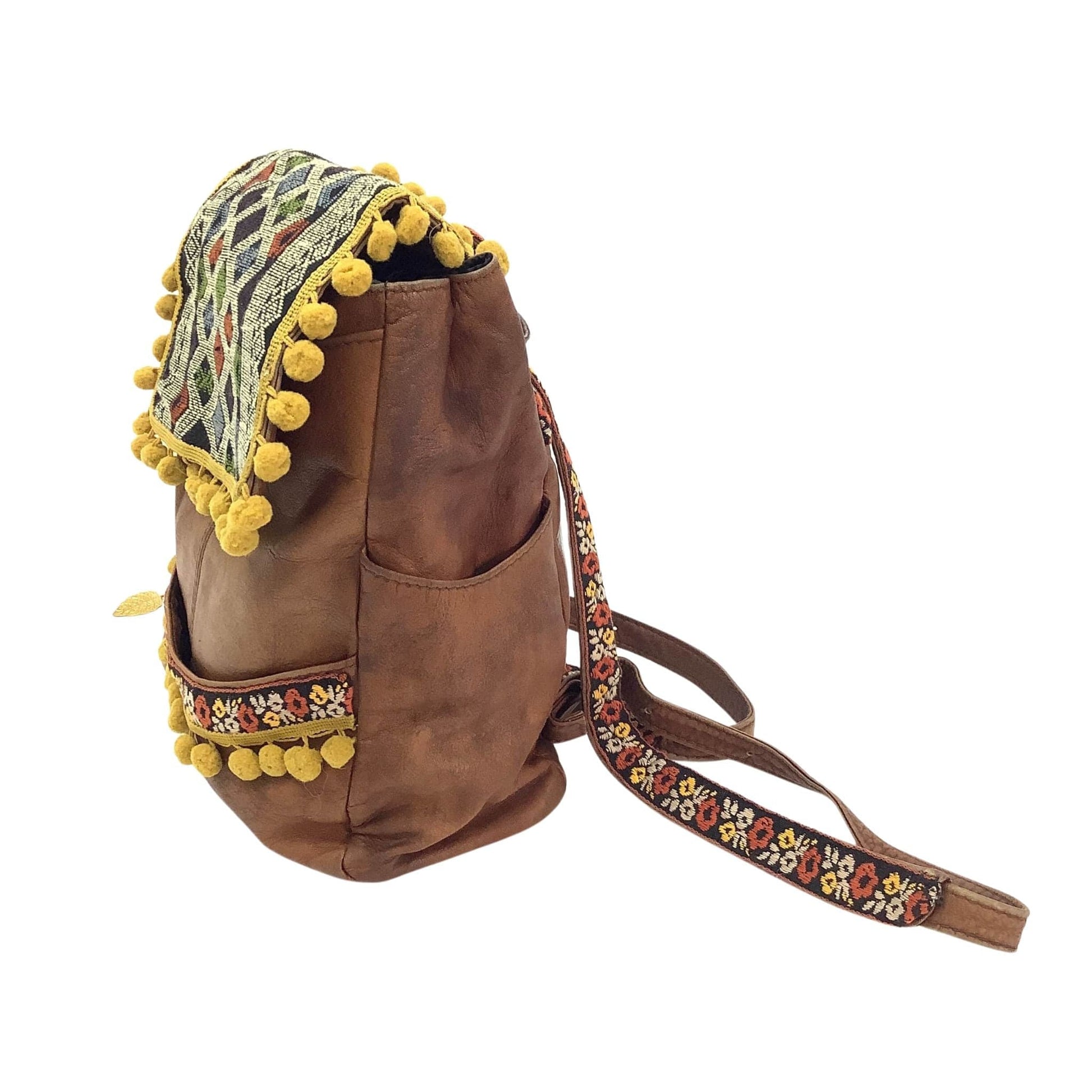 Boho Hippie Backpack Multi / Leather / Vintage 1970s