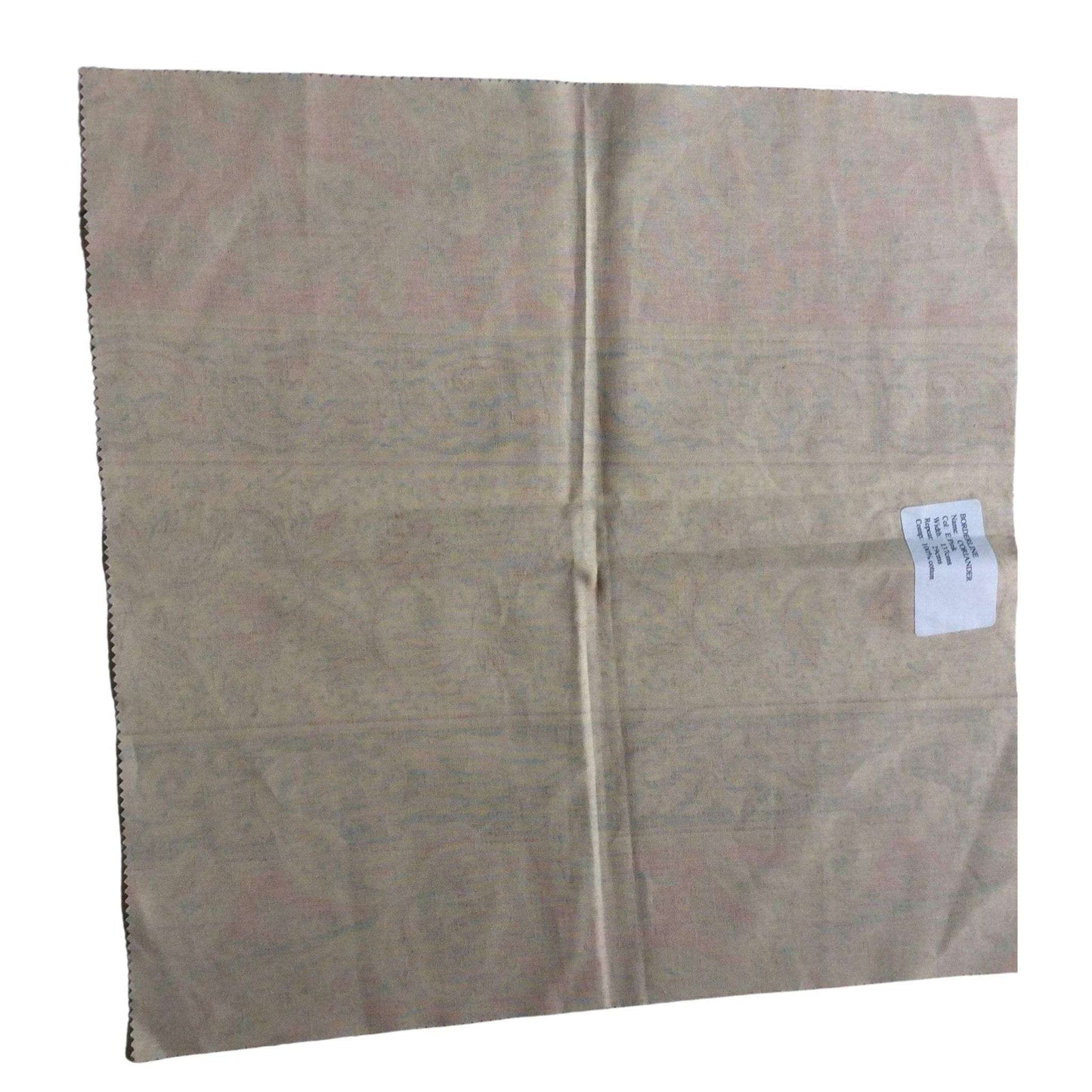 Borderline fabric sample back view showing  label