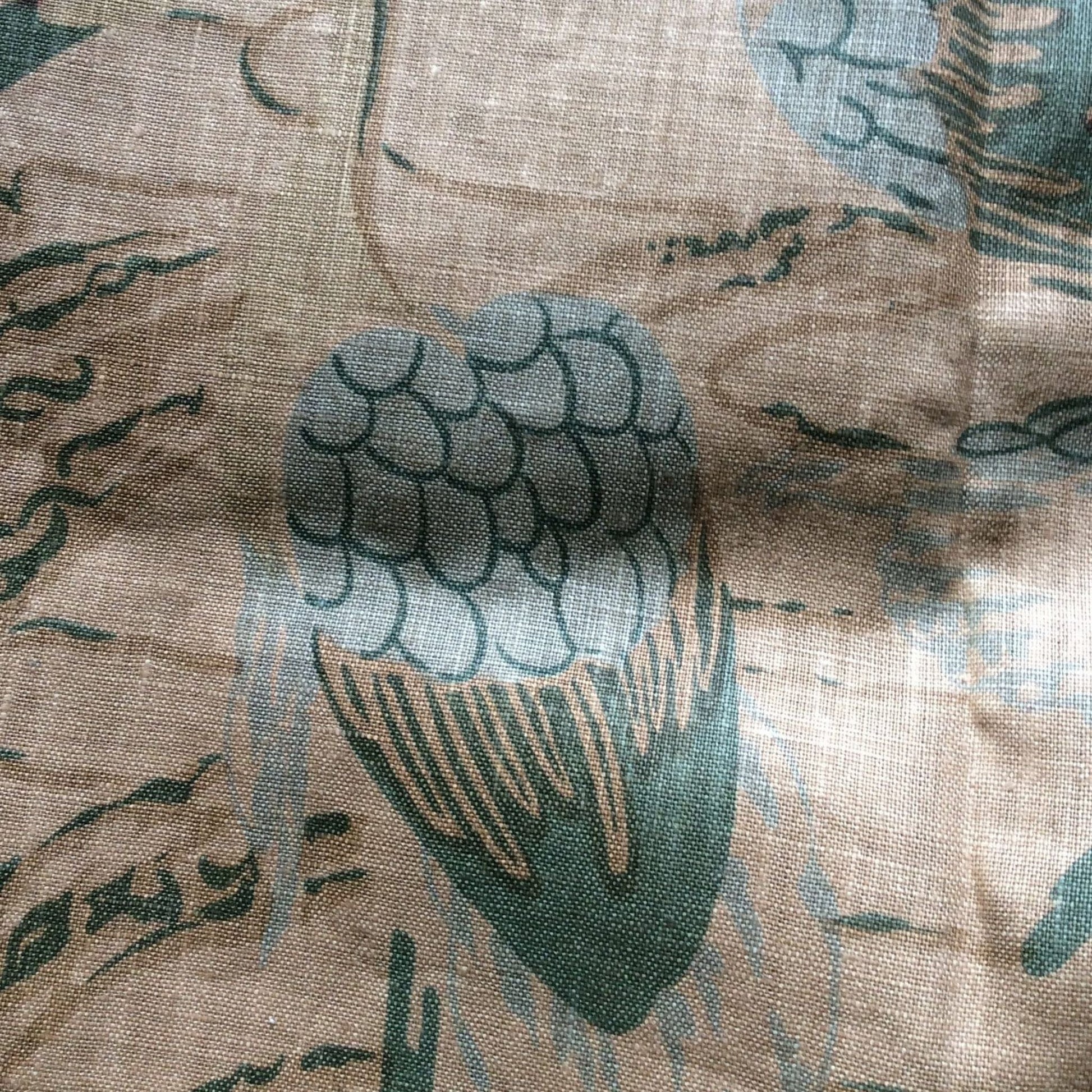 Botanical Linen Tablecloth Multi / Linen / Vintage 1980s