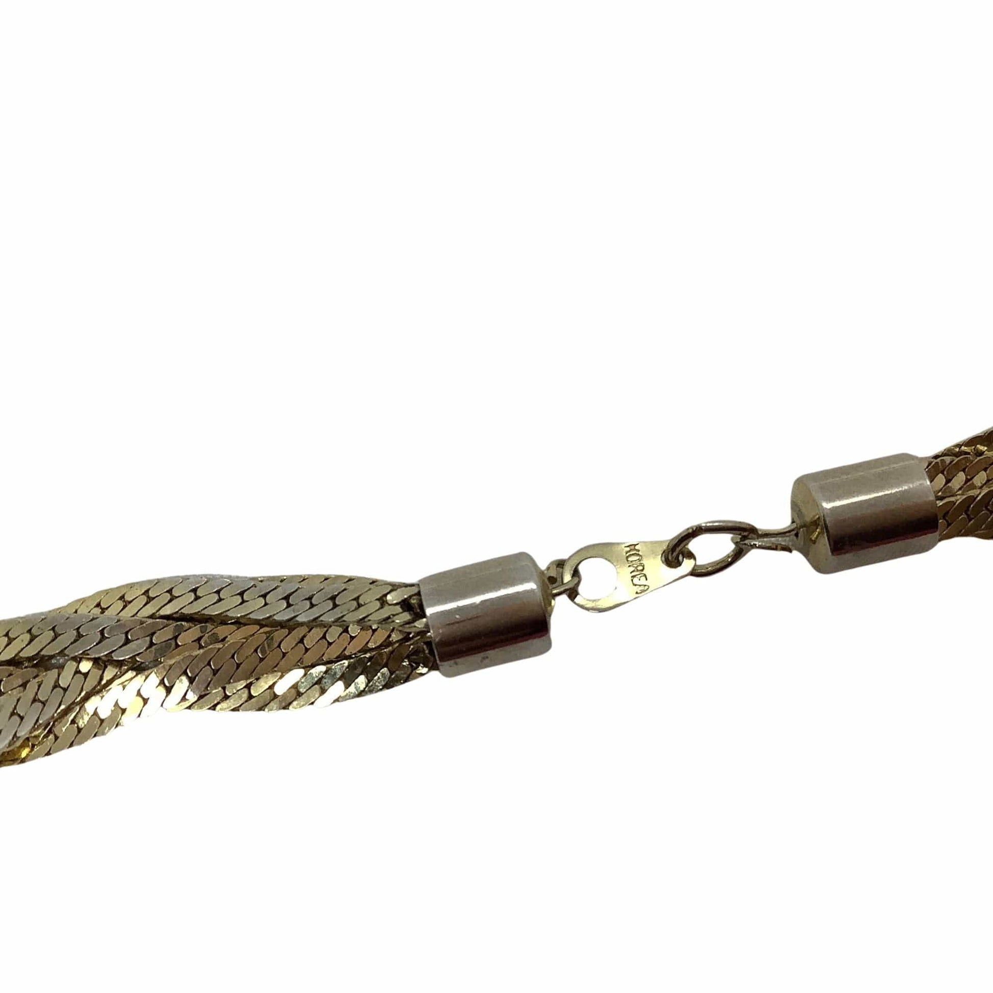 1980s Silver Braided Herringbone Chain Closure