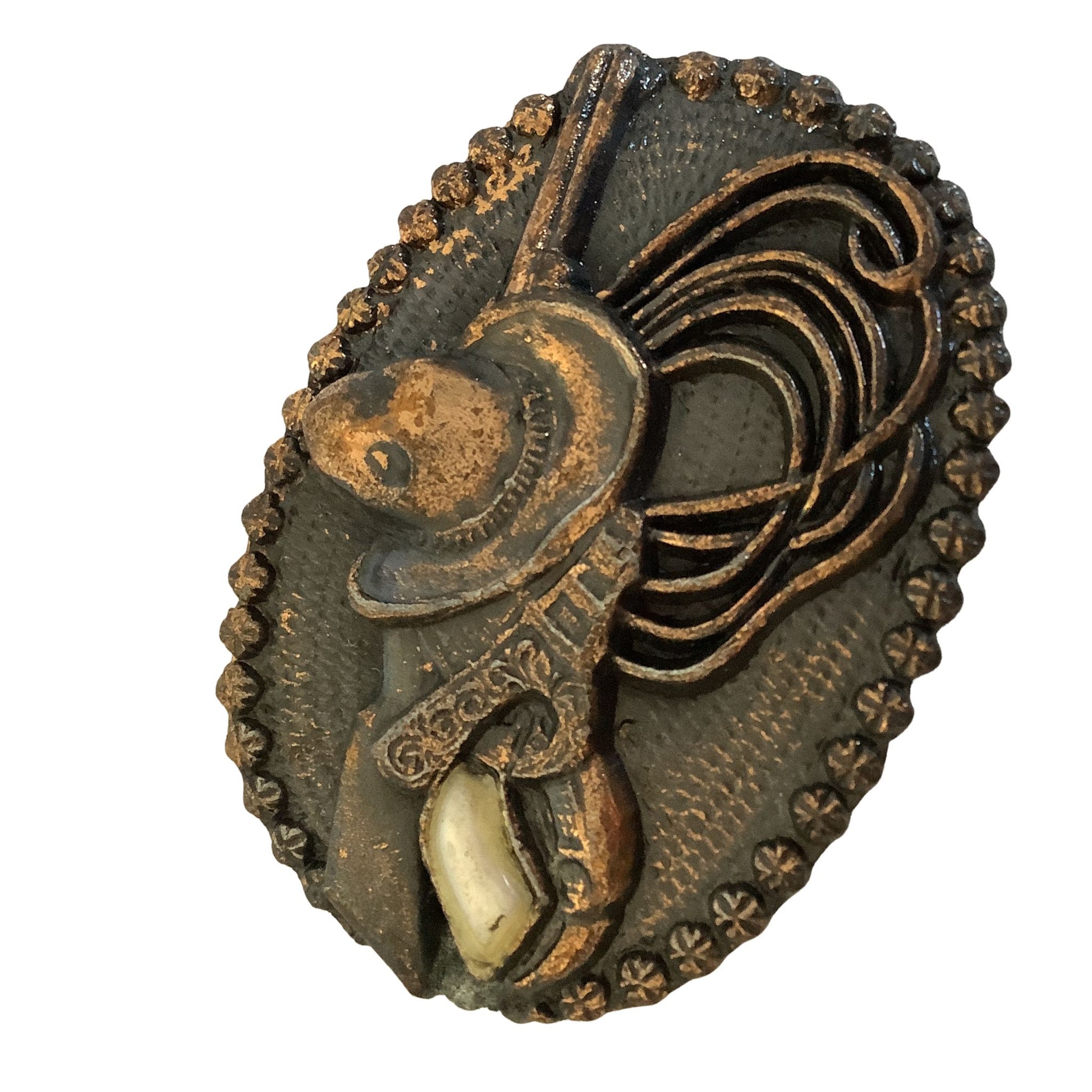 Bronze western belt buckle front view on a white background