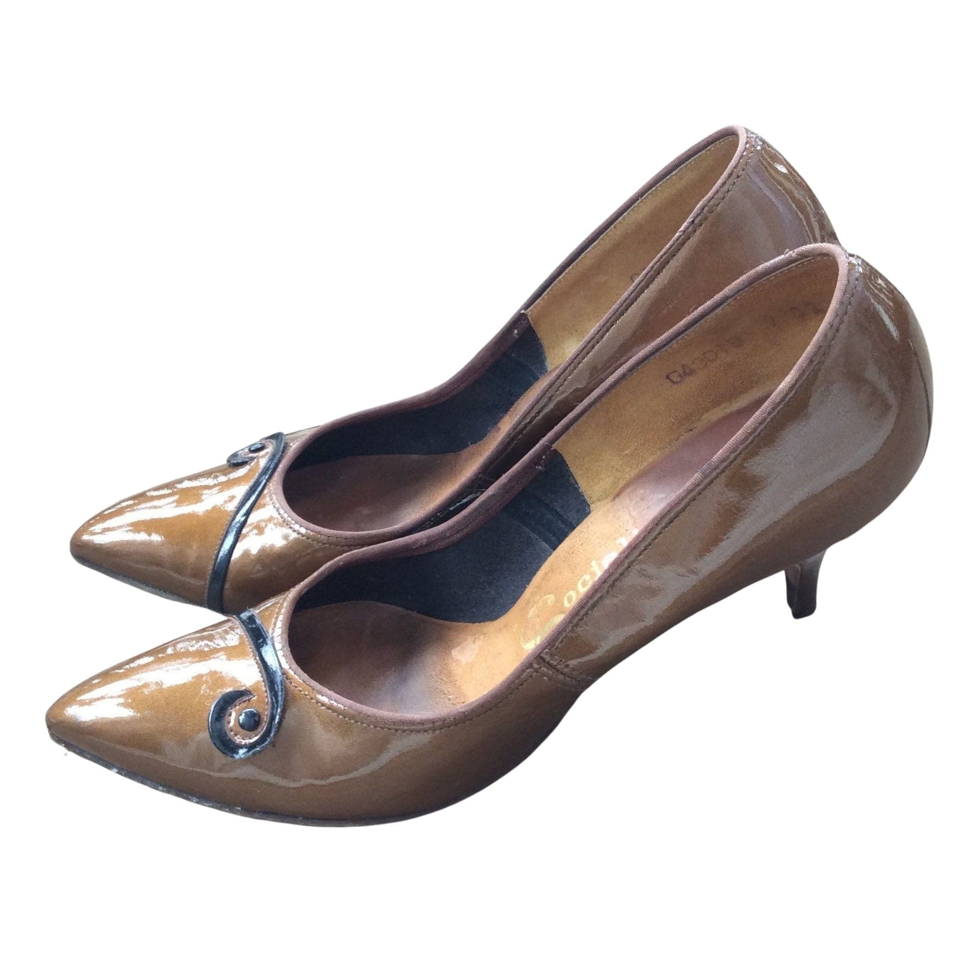 Brown Pin-up Heels 6.5 / Bronze / Vintage - 1950s