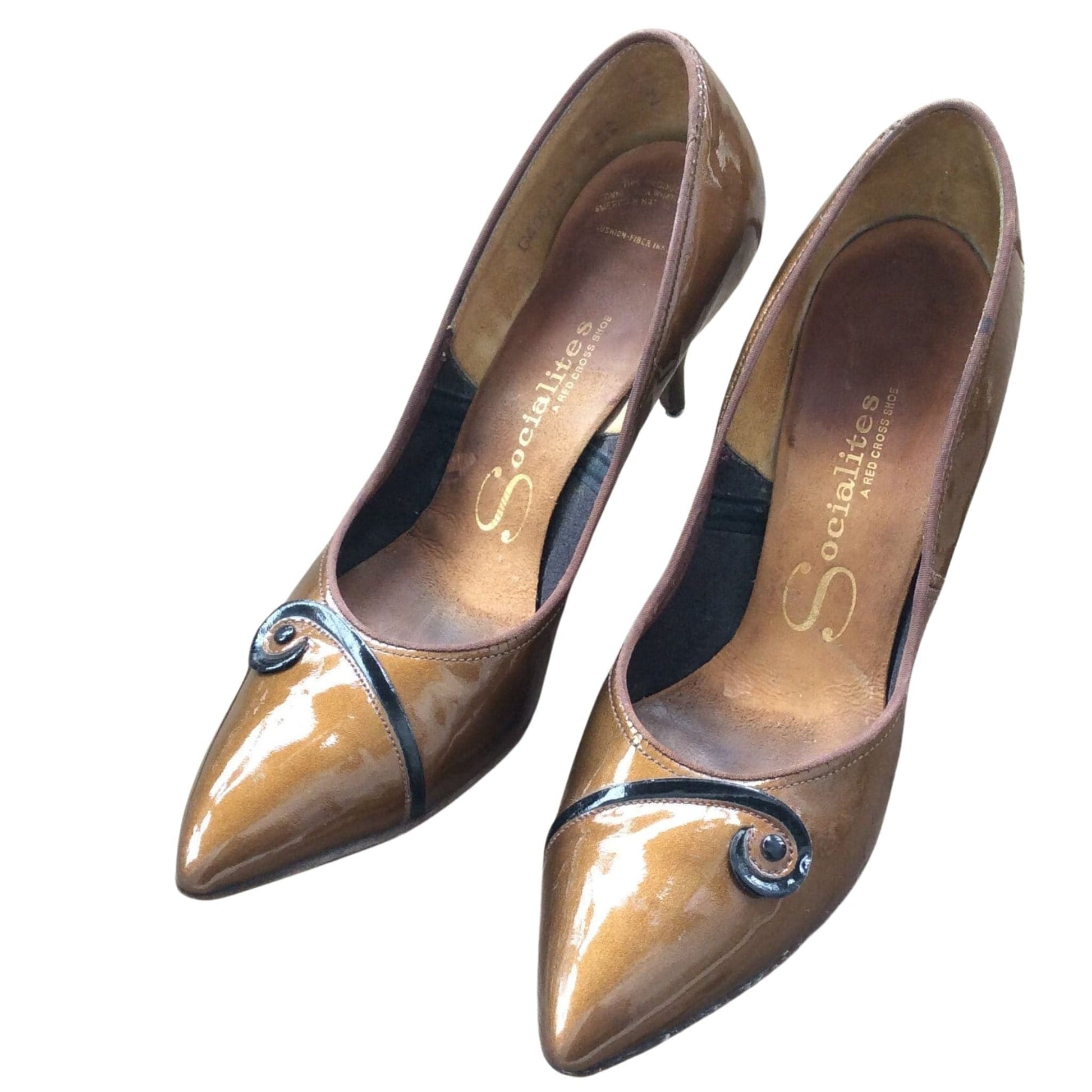 Brown Pin-up Heels 6.5 / Bronze / Vintage - 1950s