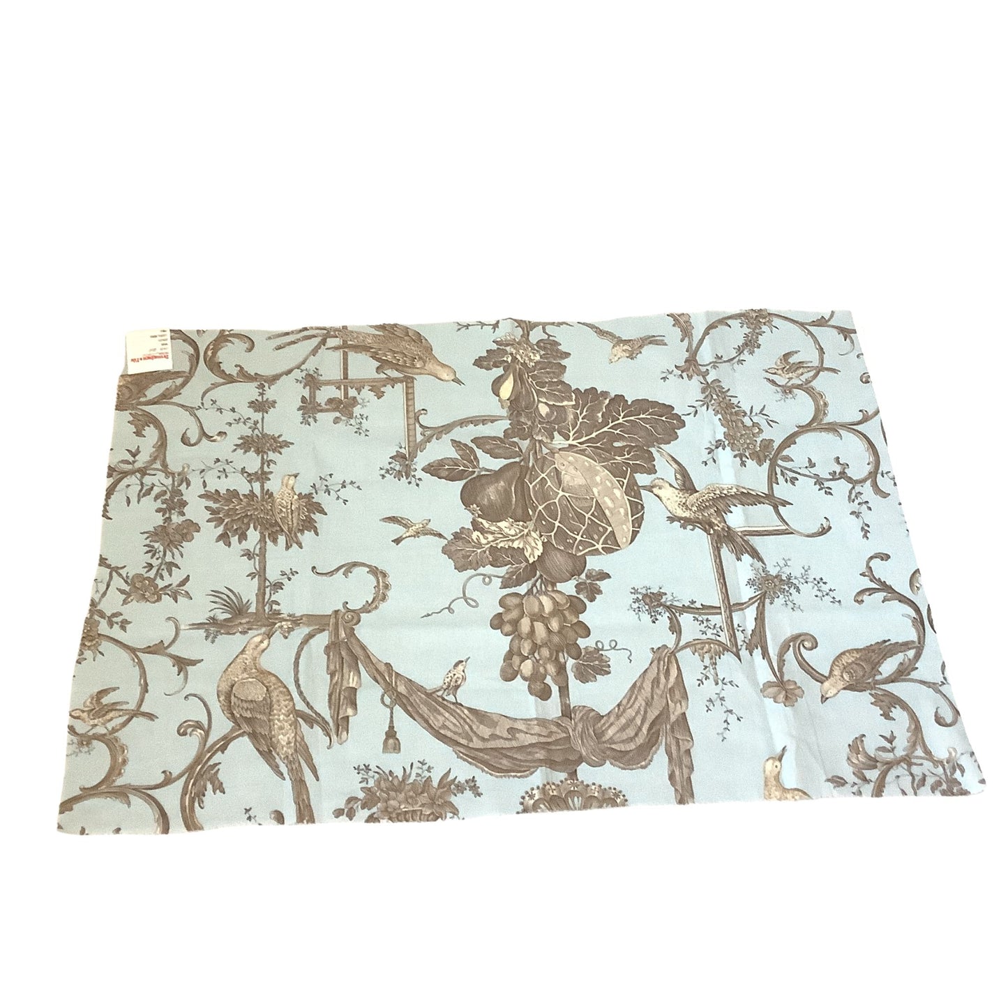 Brunschwig & Fils Kininvie blue toile fabric sample showing front pattern.