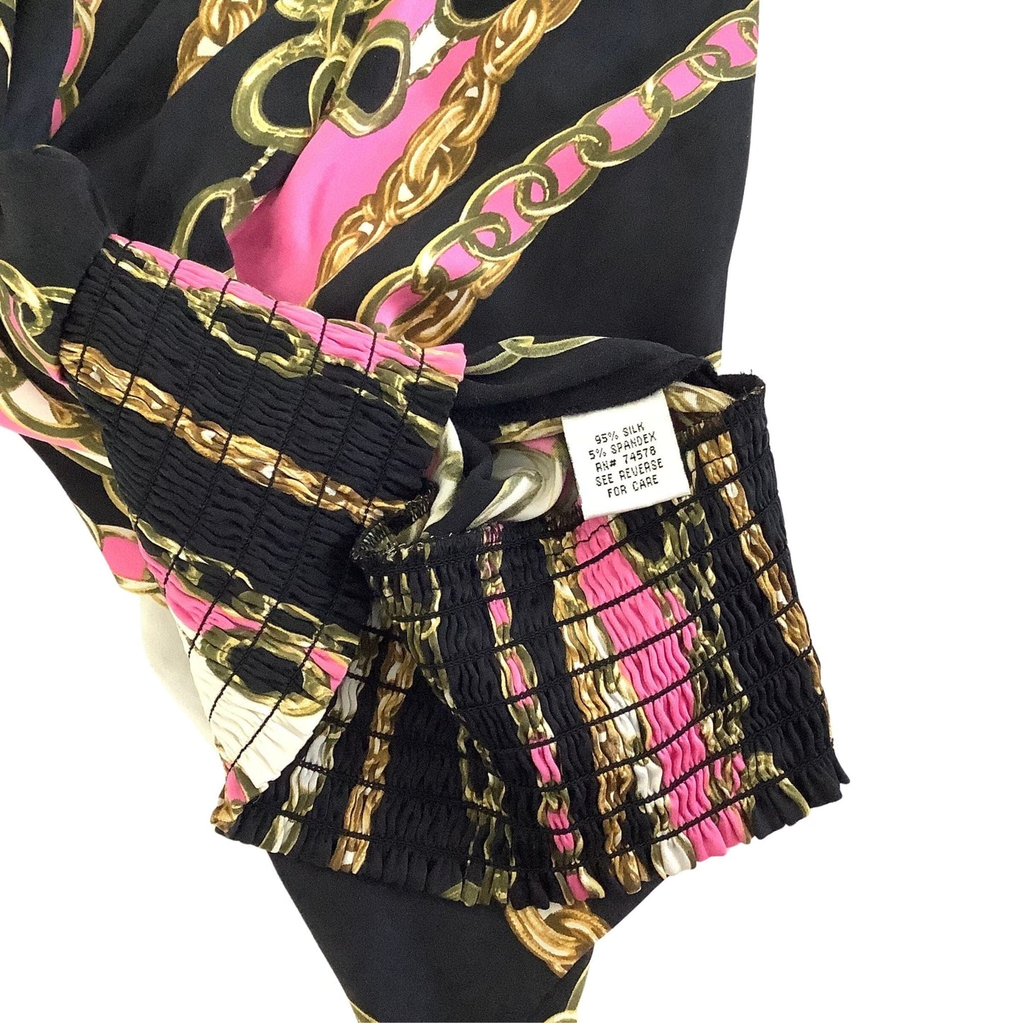 Vintage 90s Cache Baroque Silk Top - Elegant Cap Sleeve Blouse