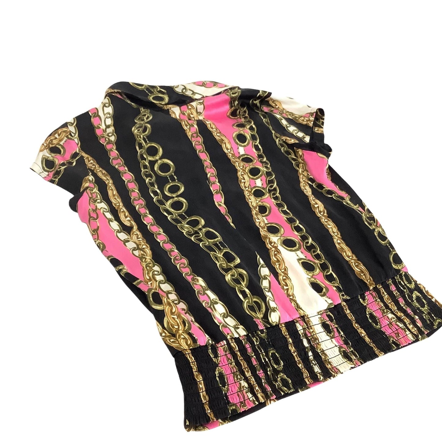 Vintage 90s Cache Baroque Silk Top - Elegant Cap Sleeve Blouse