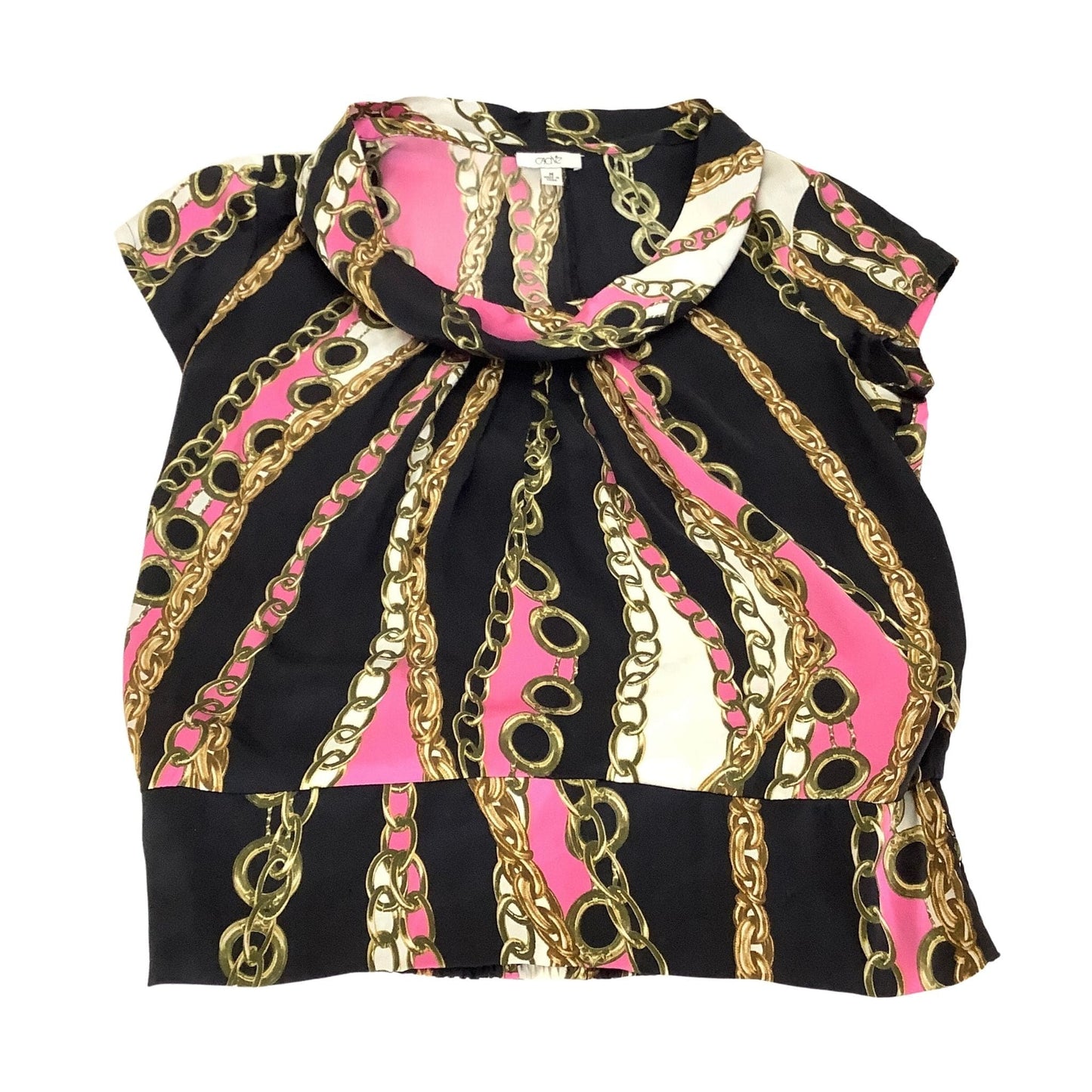 Vintage 90s Cache Baroque Silk Top - Elegant Cap Sleeve Blouse