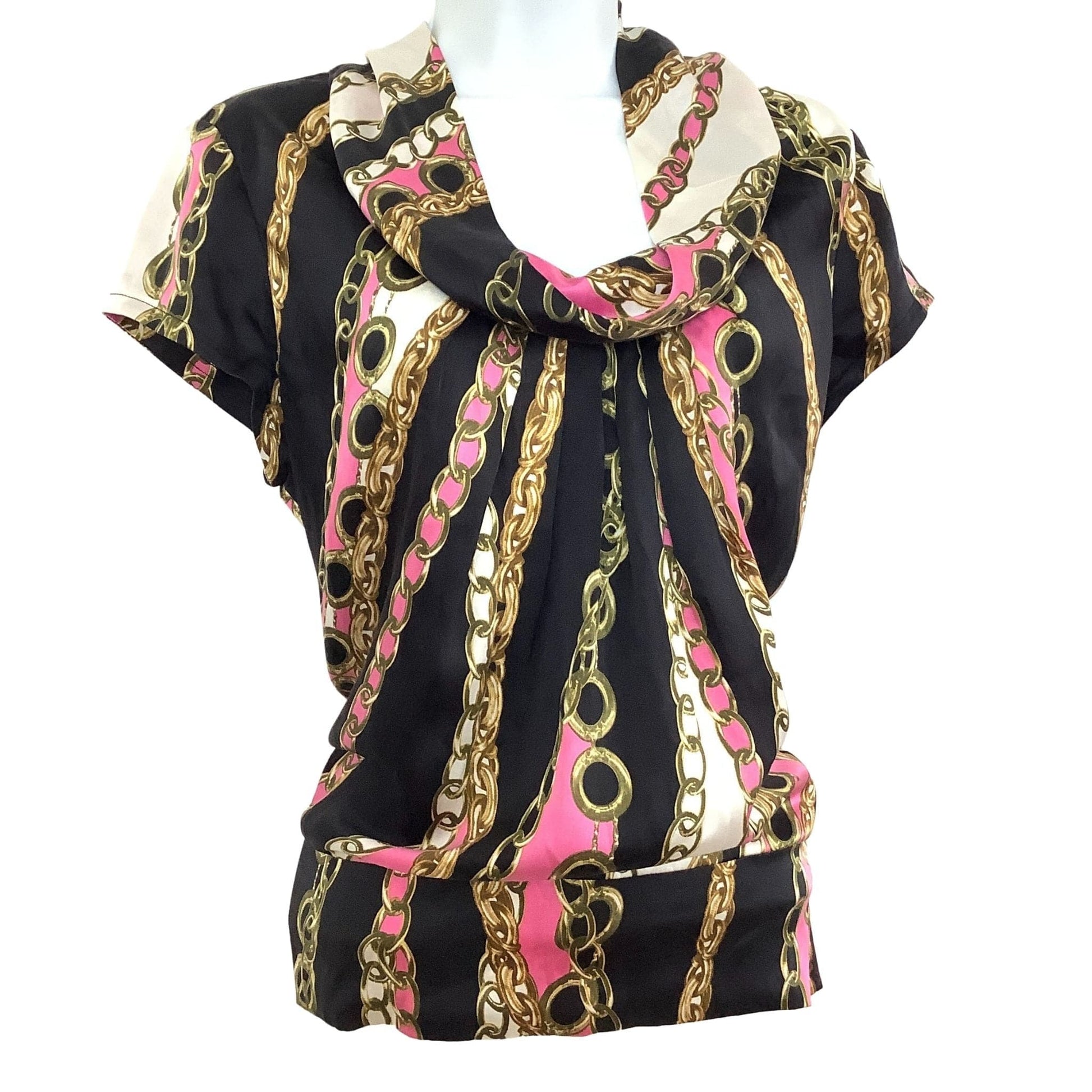 Vintage 90s Cache Baroque Silk Top - Elegant Cap Sleeve Blouse