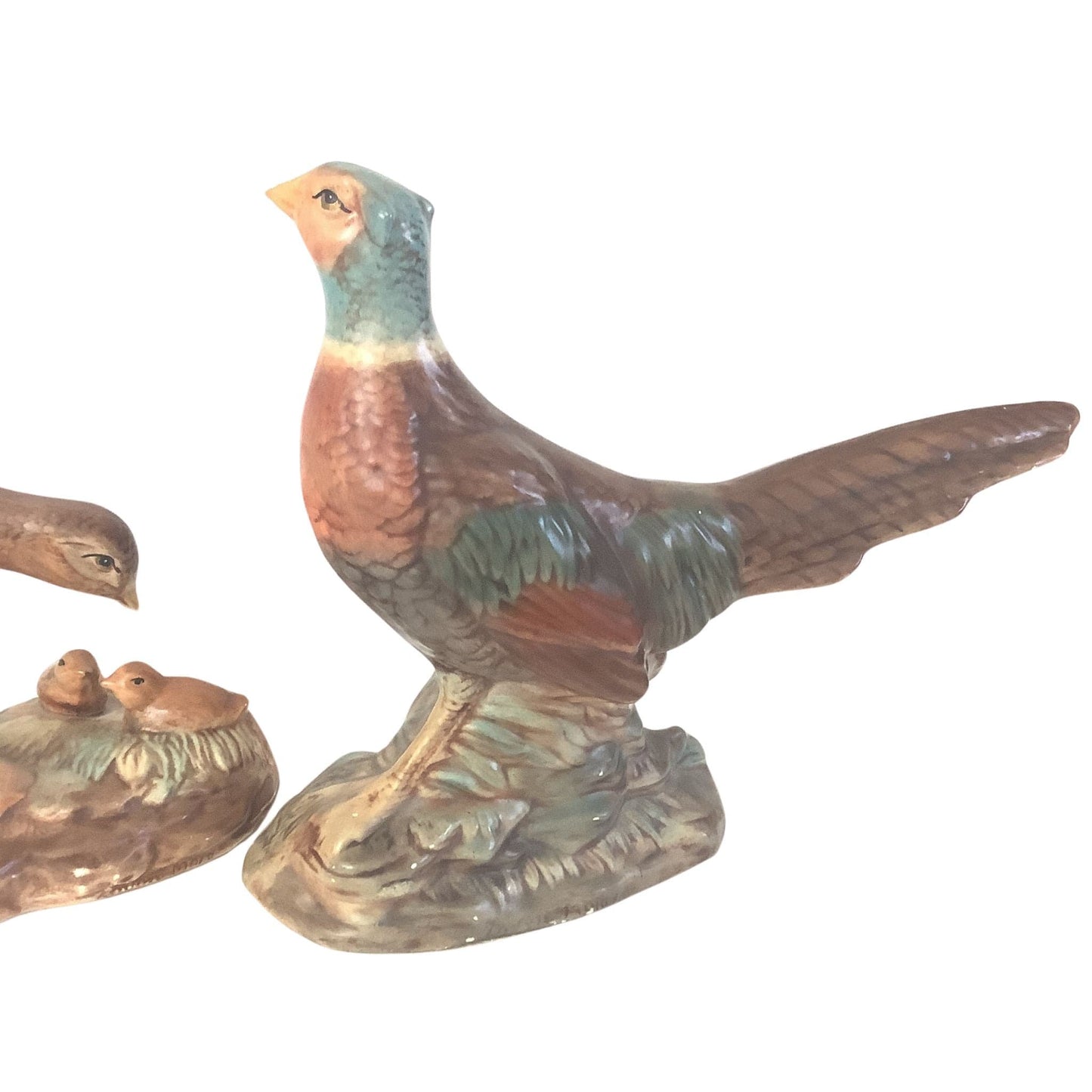 Ceramic Pheasant Figurines Multi / Ceramic / Vintage 1950s
