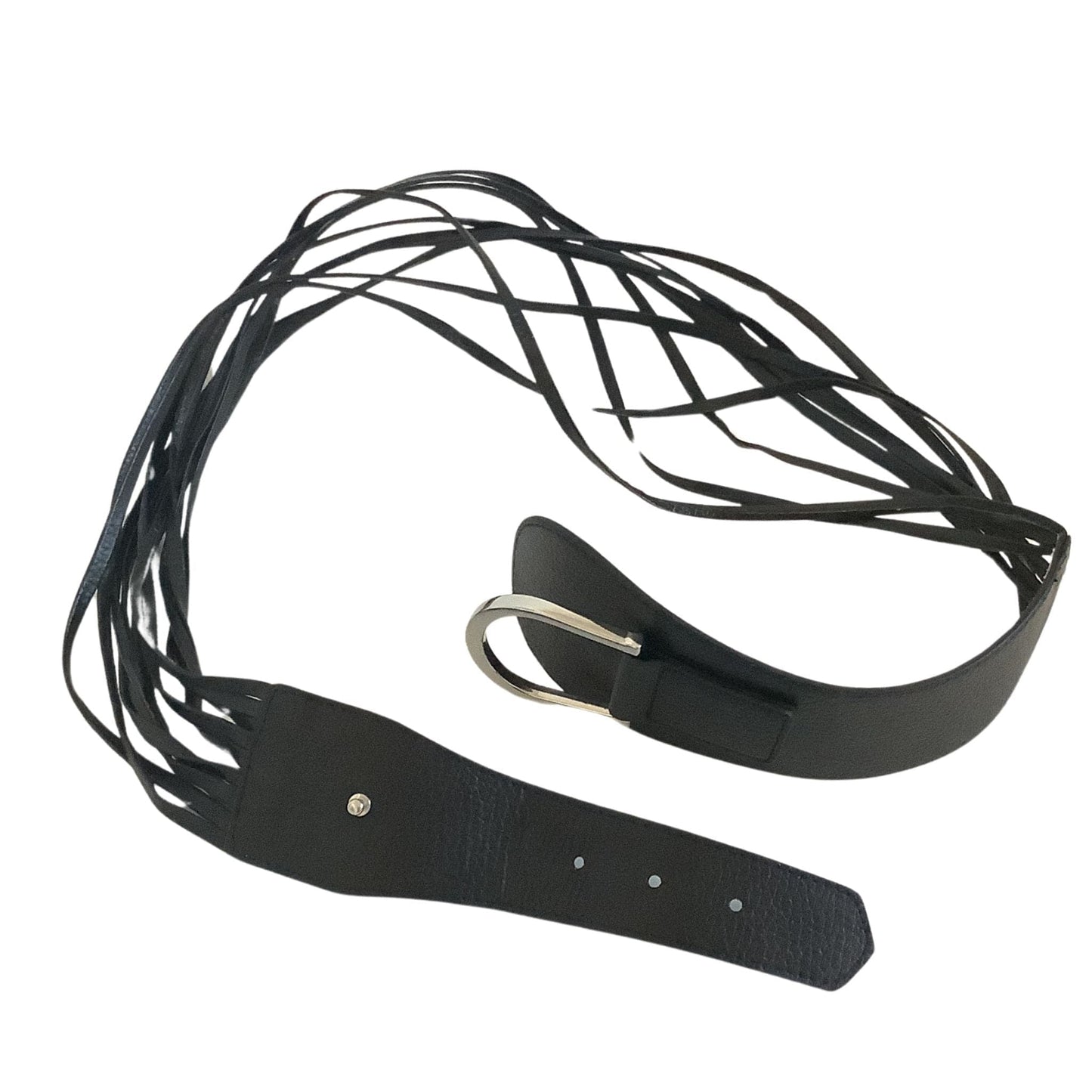 Chico's Modern Black Leather Belt - Women's Medium Adjustable