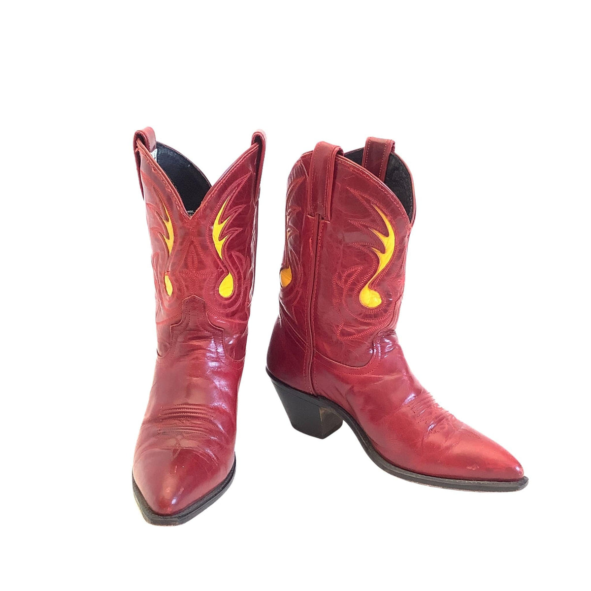Vintage Cowboy Boots Code West Red Leather Women's Size