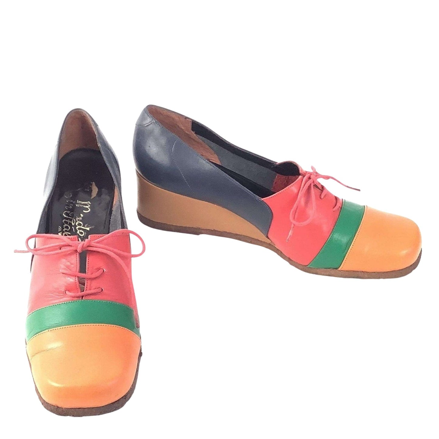 Color-Block Lace-up Heels