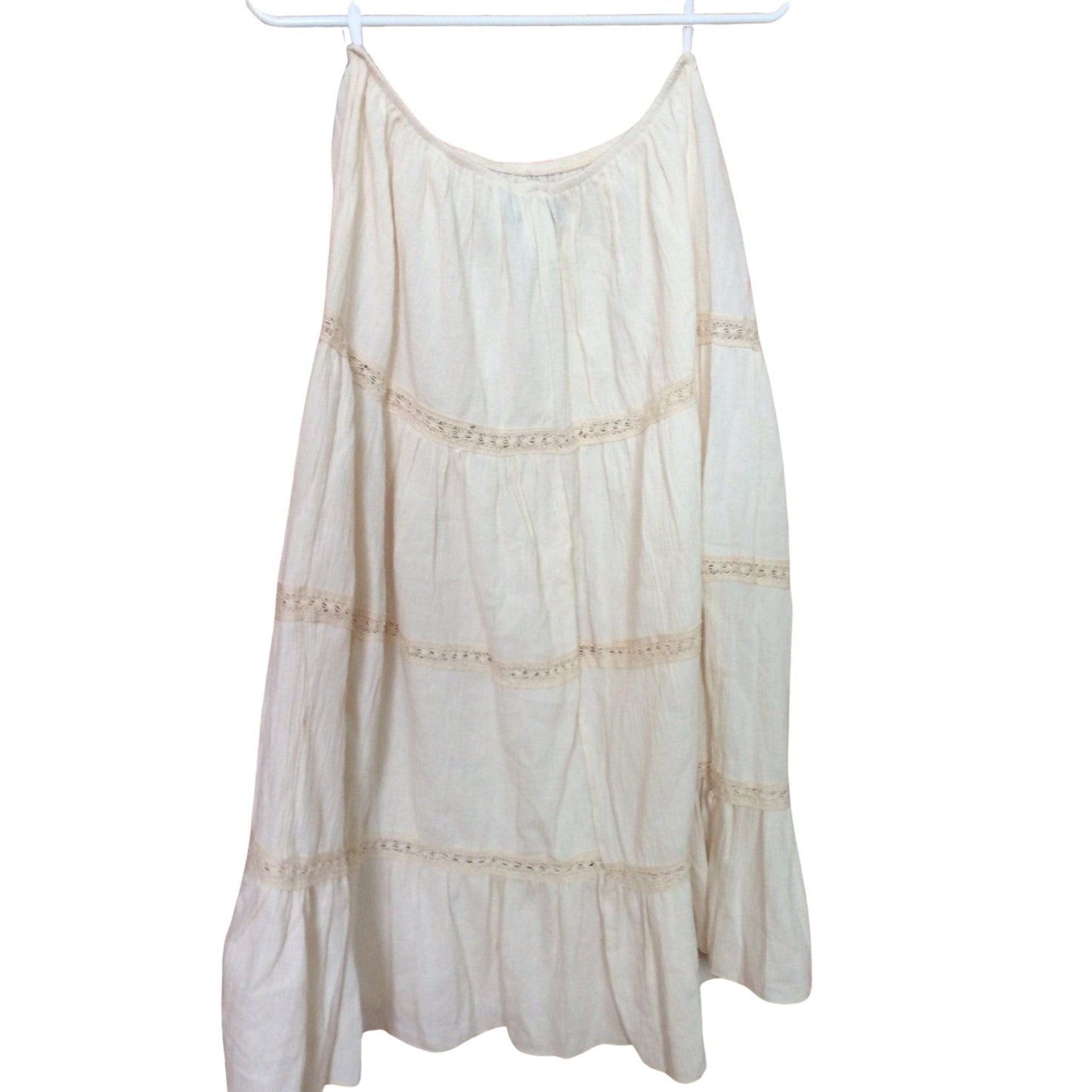 Cotton Gauze Peasant Skirt Medium / Beige / Vintage 1980s