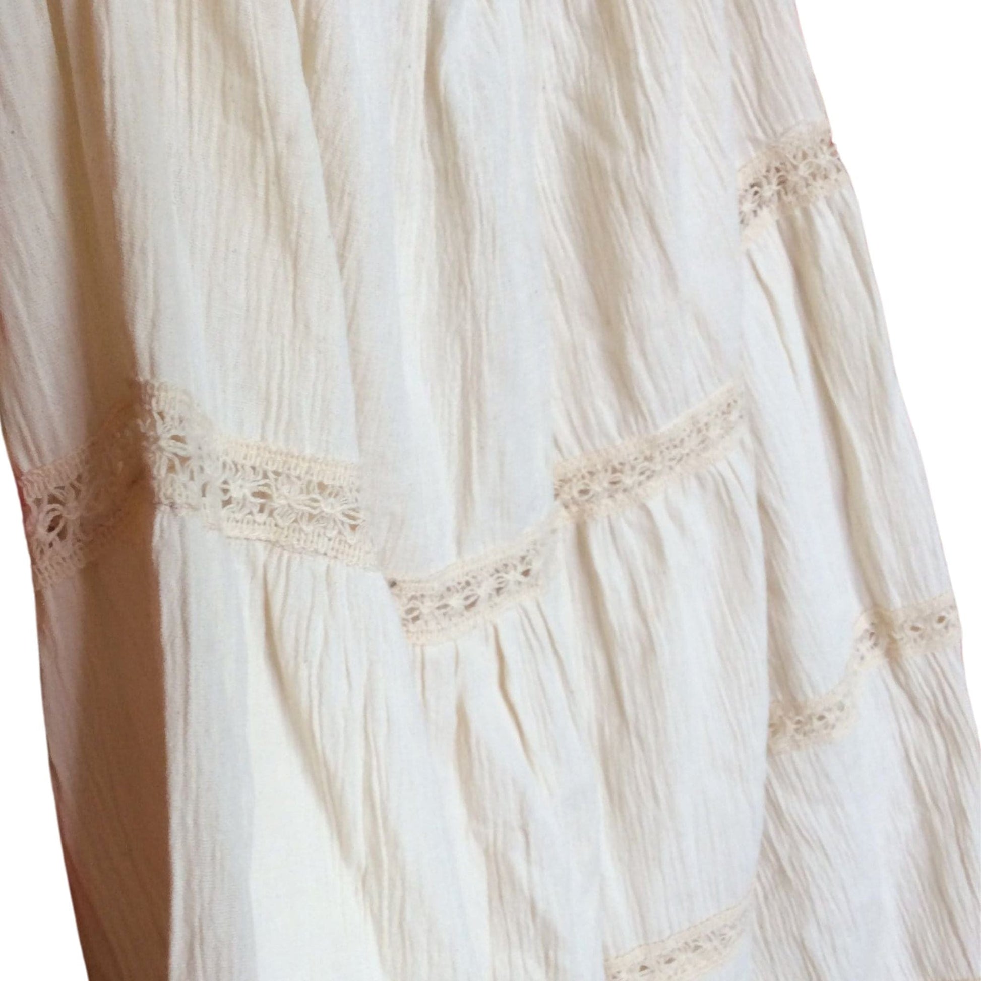 Cotton Gauze Peasant Skirt Medium / Beige / Vintage 1980s