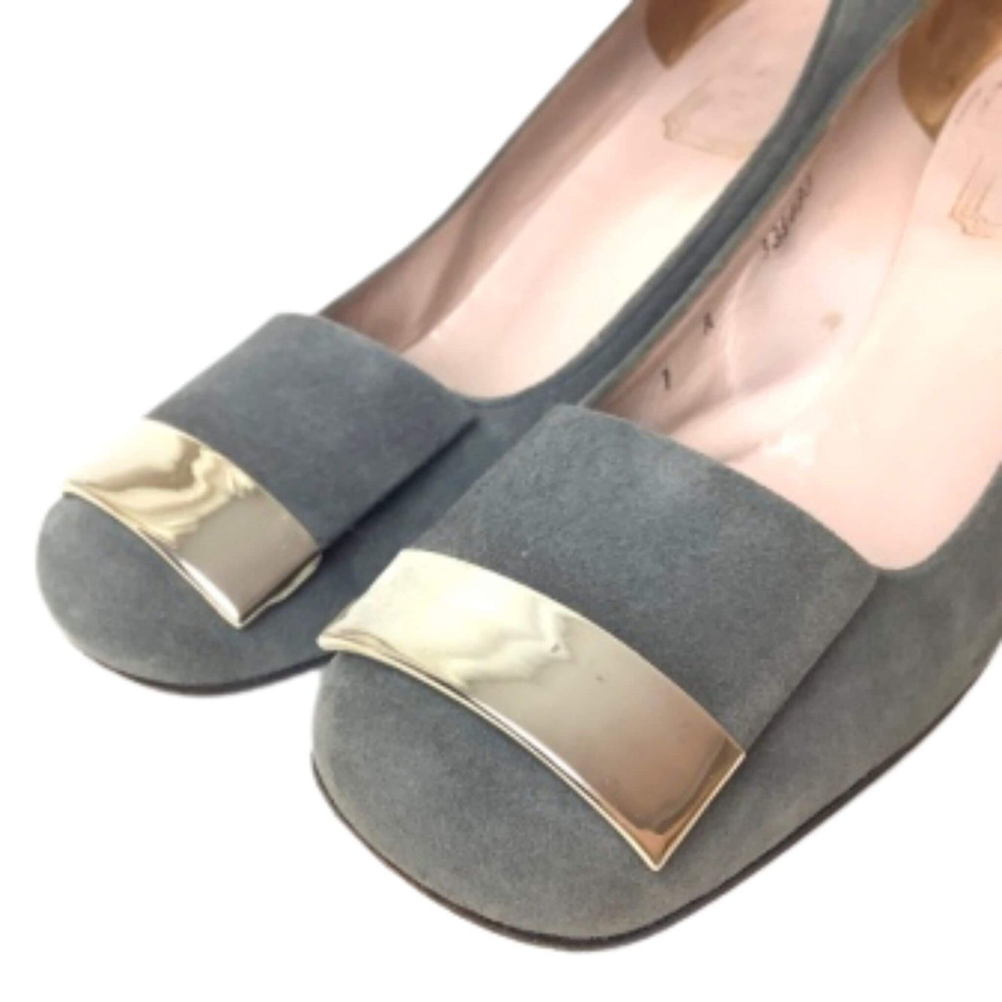 Chrisitan Gray heels with silver accents close-up view