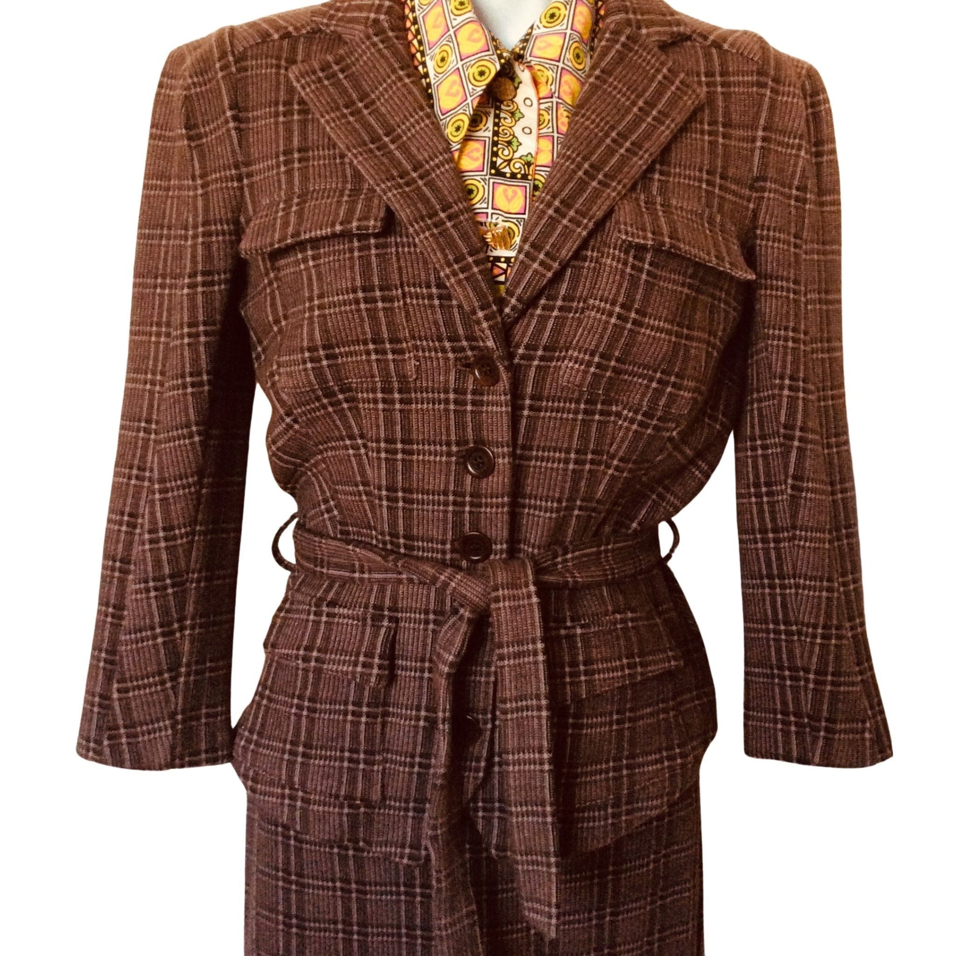 Diane Von Furstenberg Suit Extra Small / Brown / Vintage 1980s