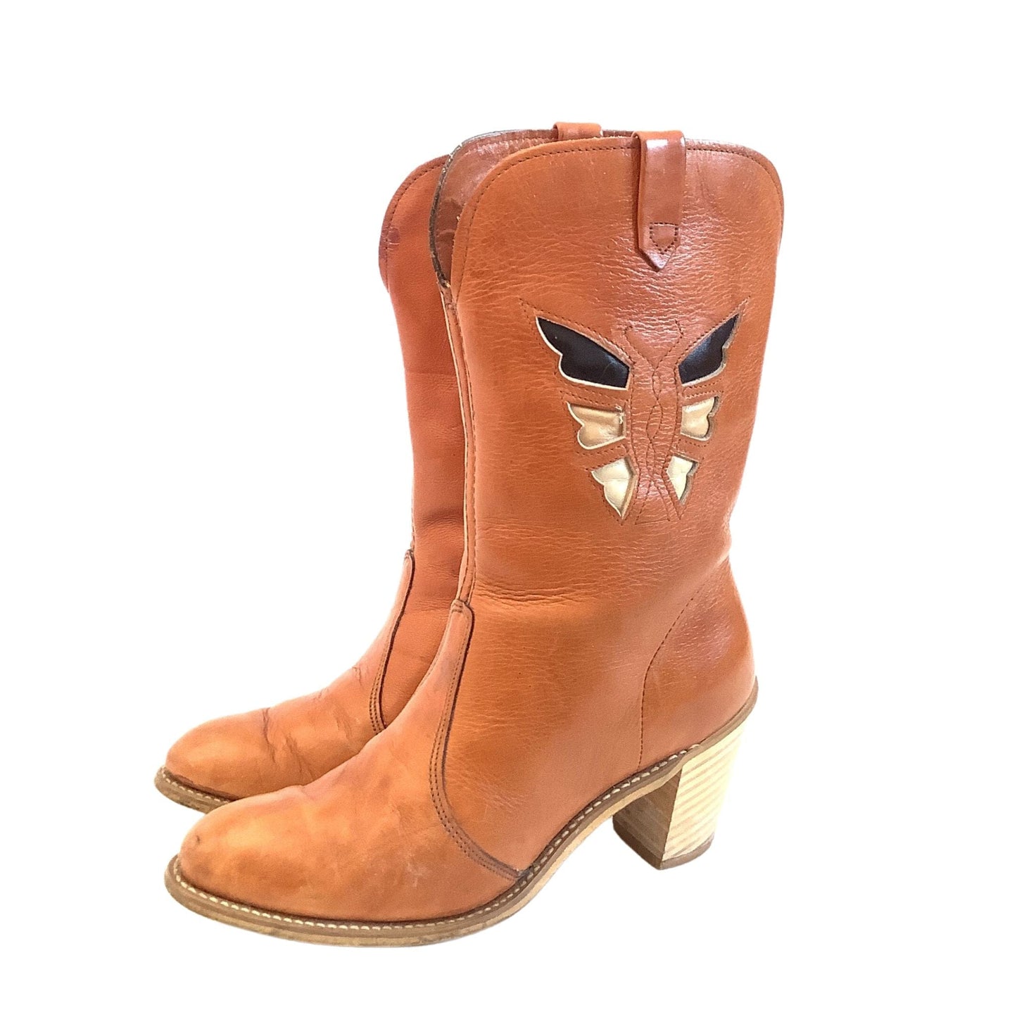 Dingo Butterfly Boots 7 / Tan / Vintage 1980s
