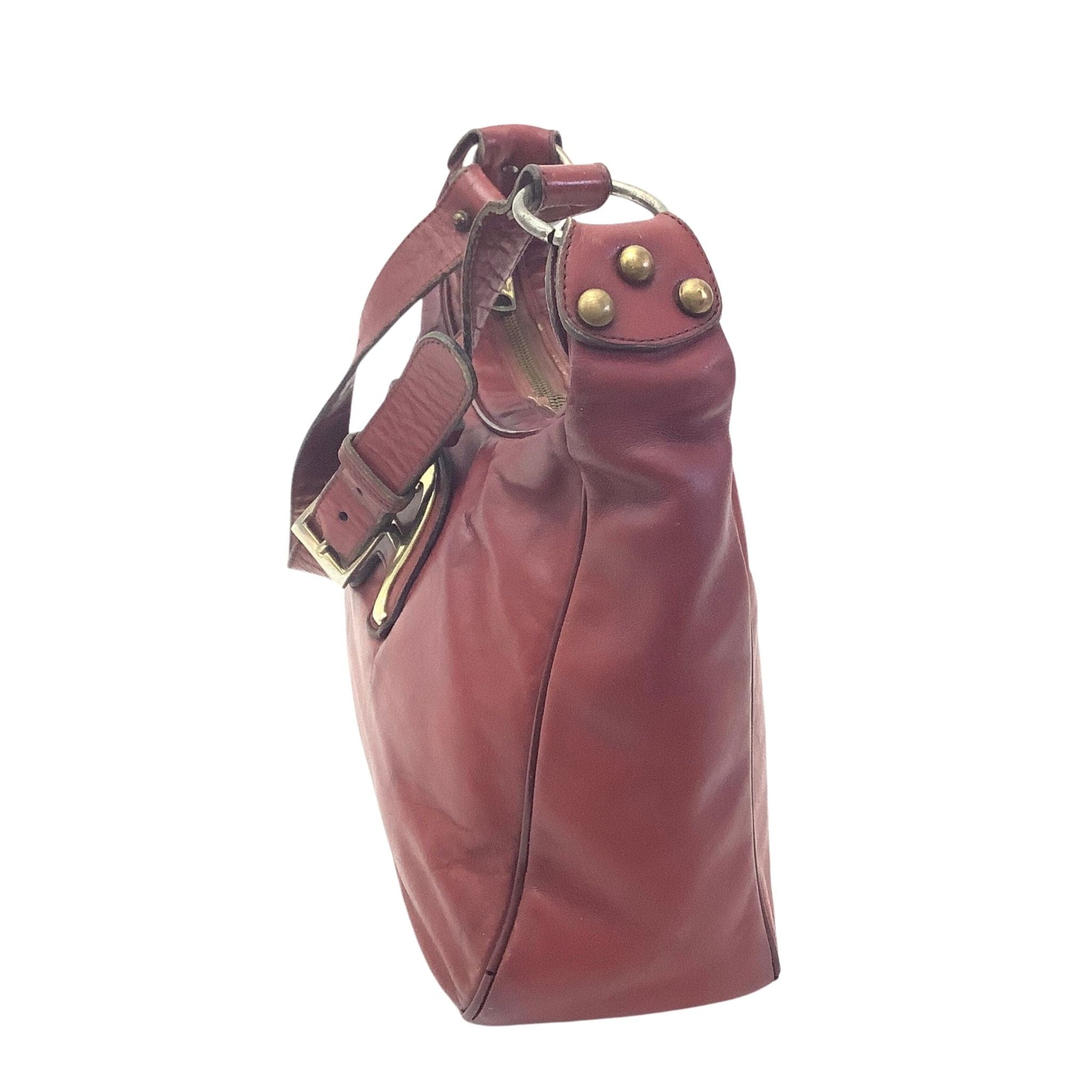 Distressed Aigner Bag Burgundy / Leather / Vintage 1970s
