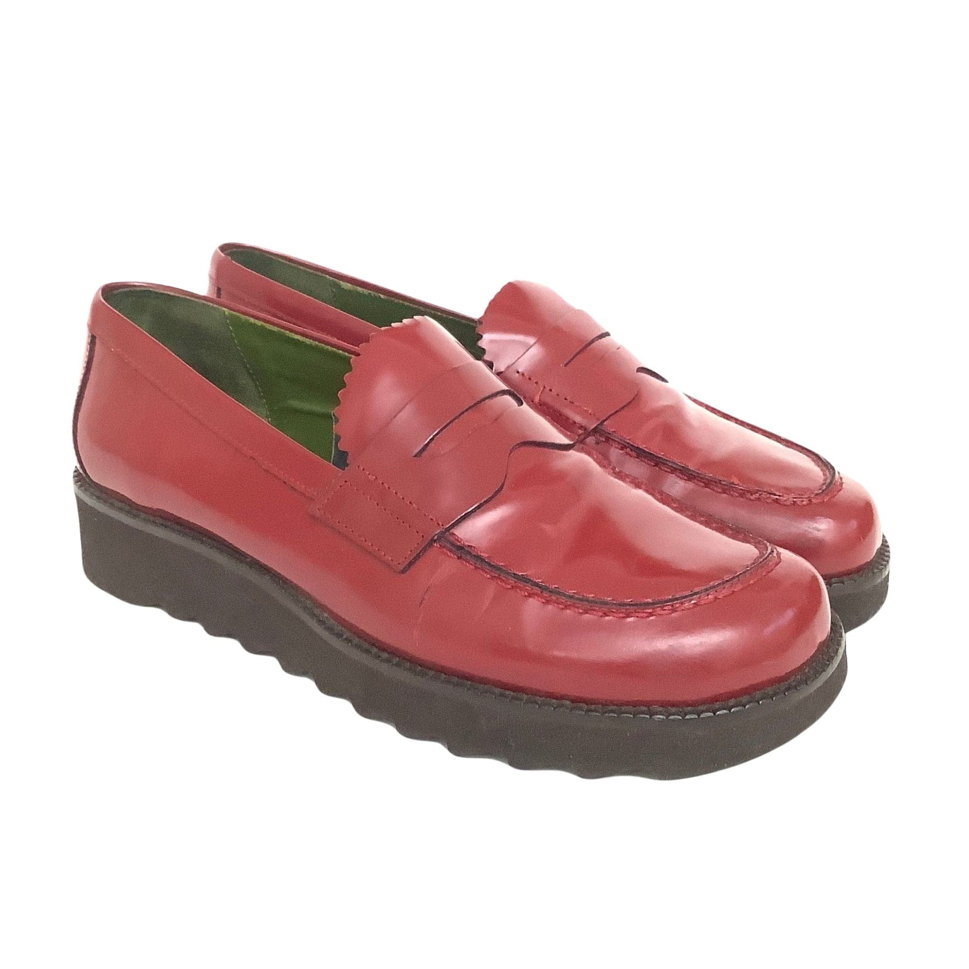  Red Leather Women's Loafers 