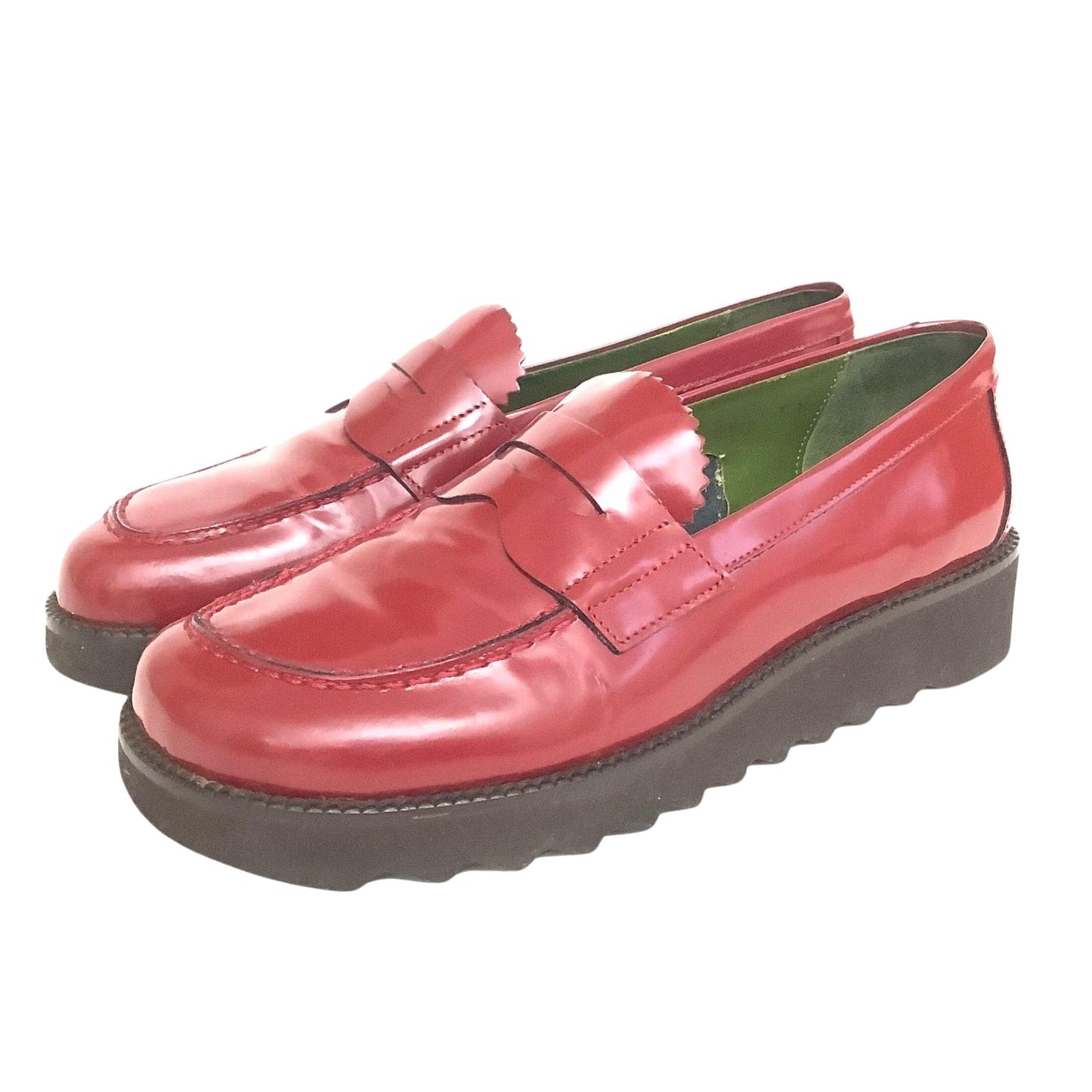  Red Leather Women's Loafers 