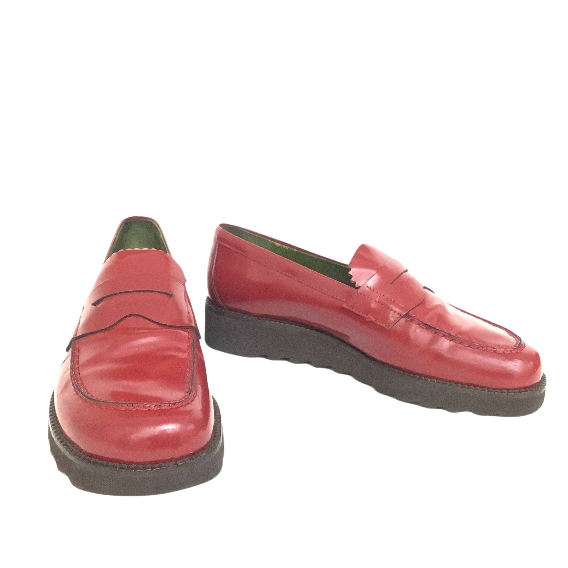  Red Leather Women's Loafers 