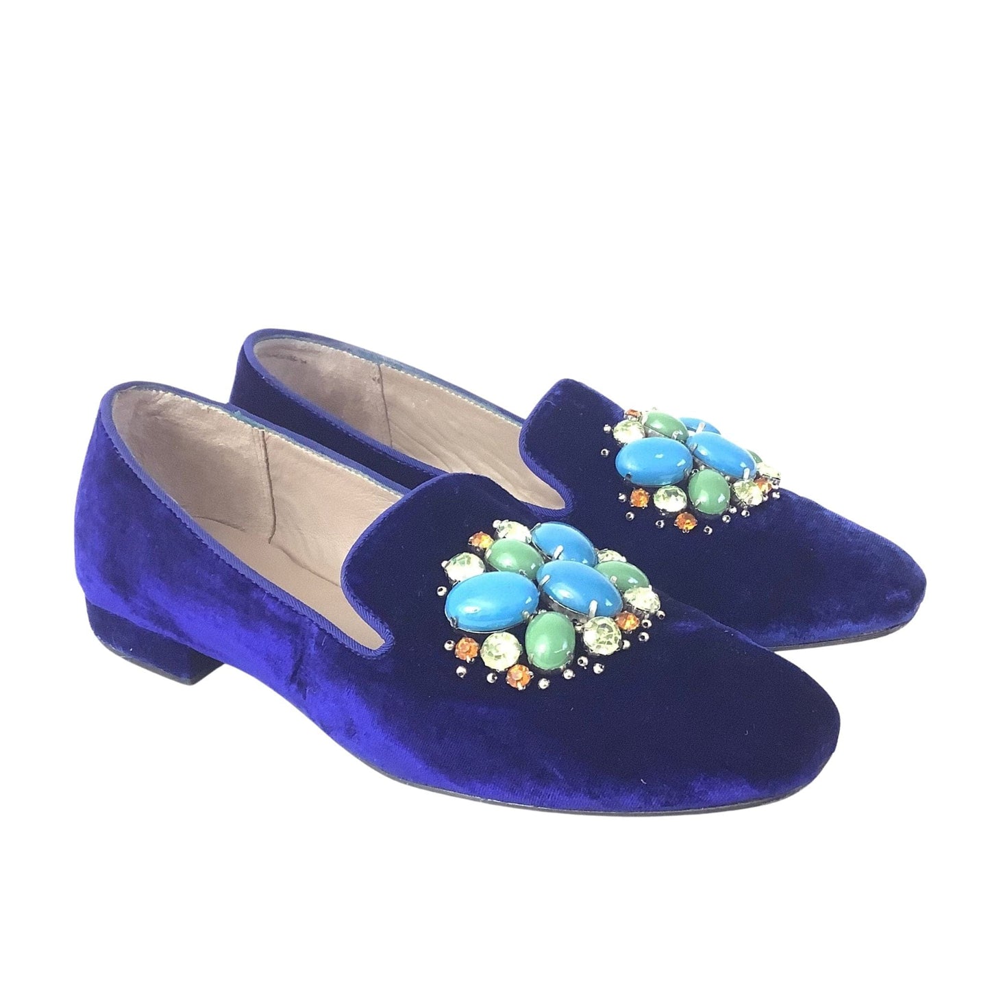 Embellished Velvet Slippers Blue / 8.5 / Vintage 1980s