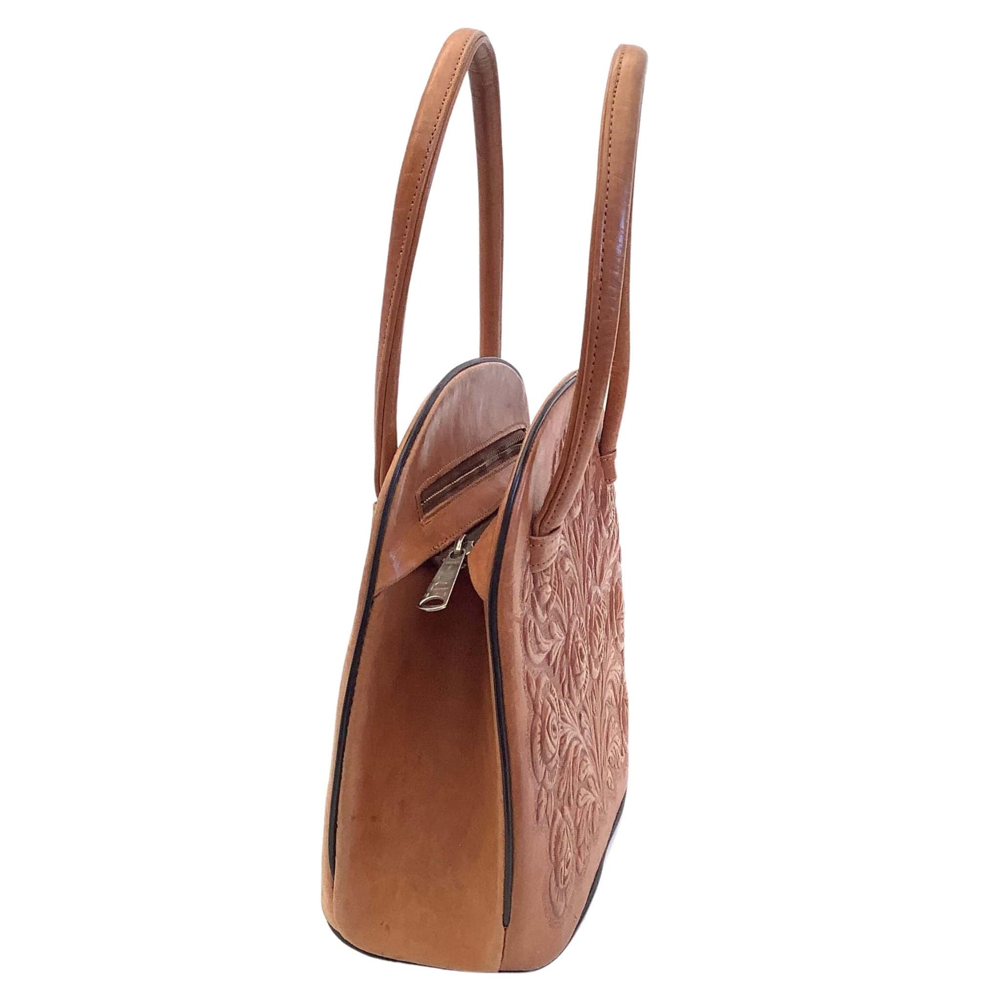 Embossed Tan Leather Purse