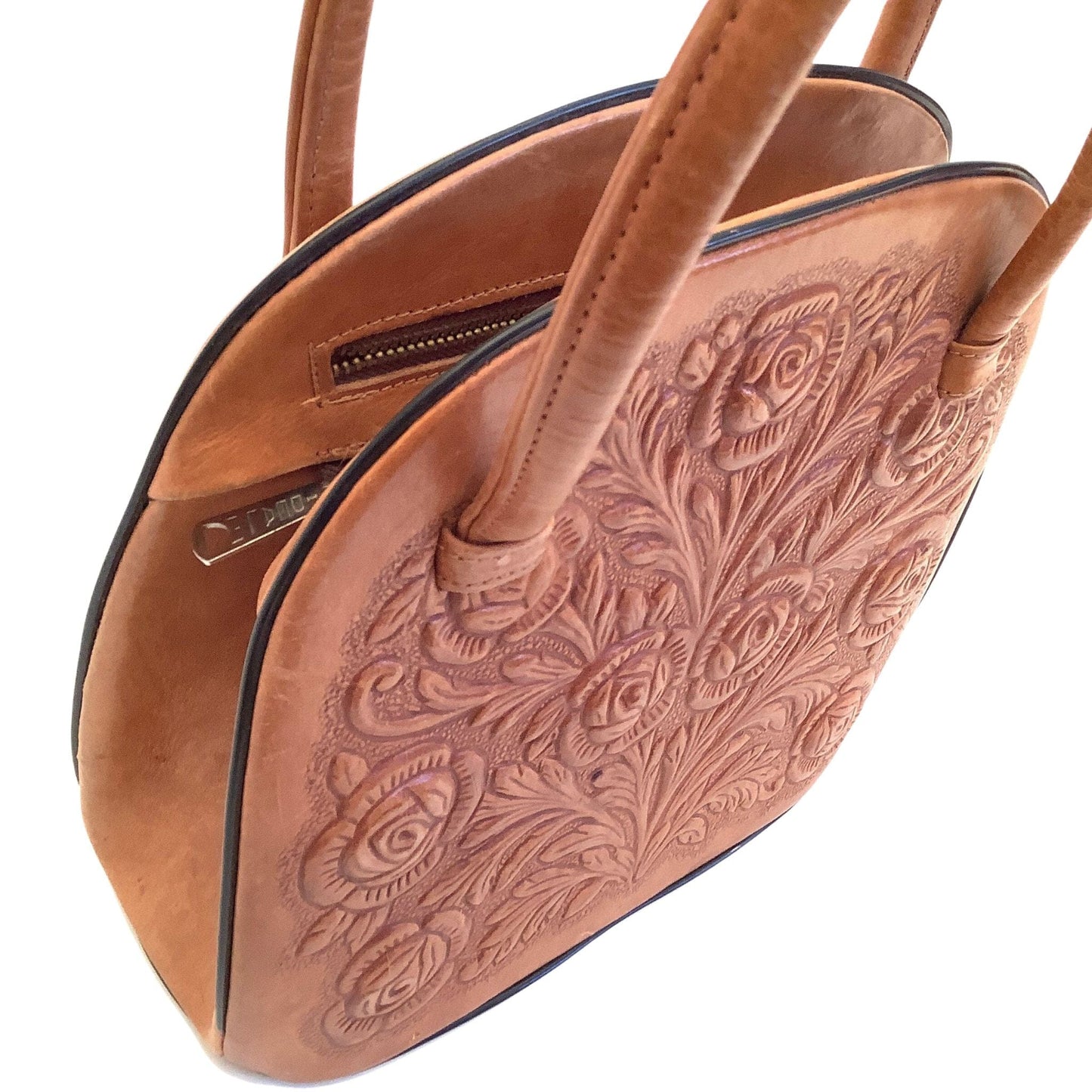 Embossed Tan Leather Purse