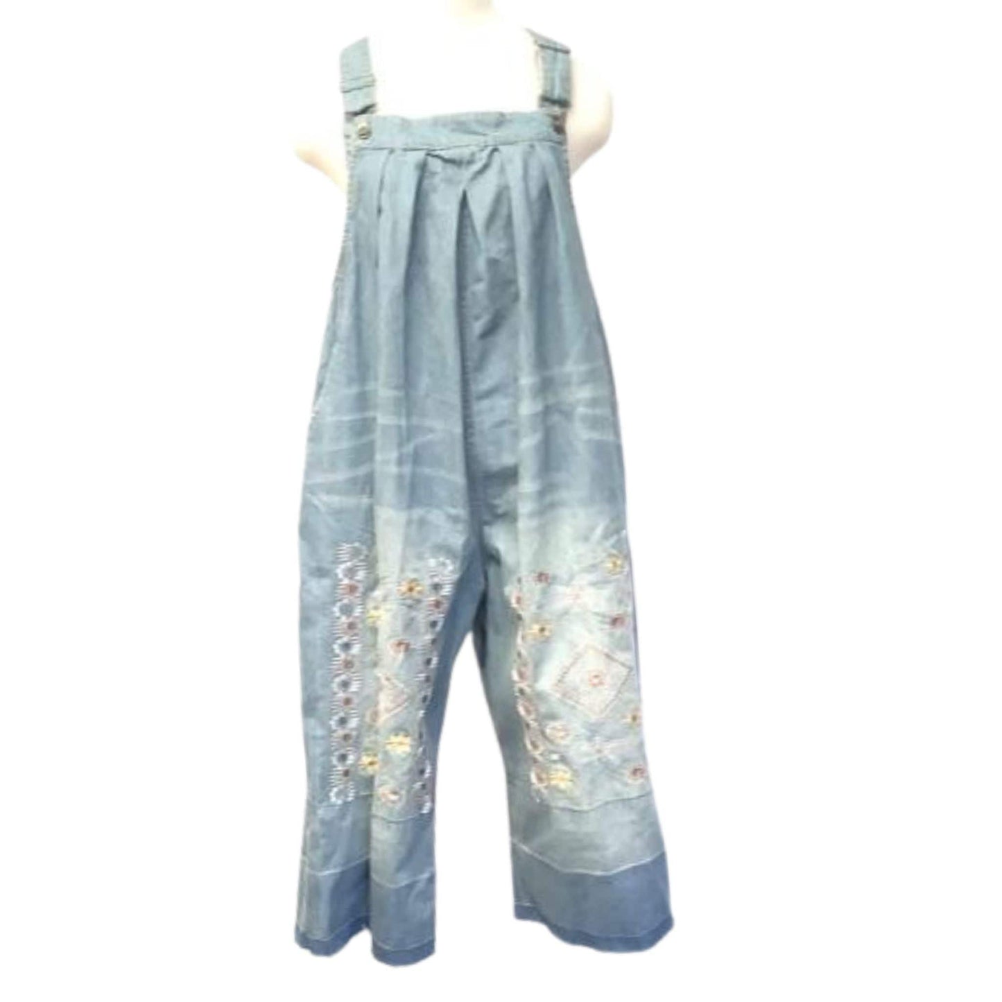 Embroidered Baggy Overalls