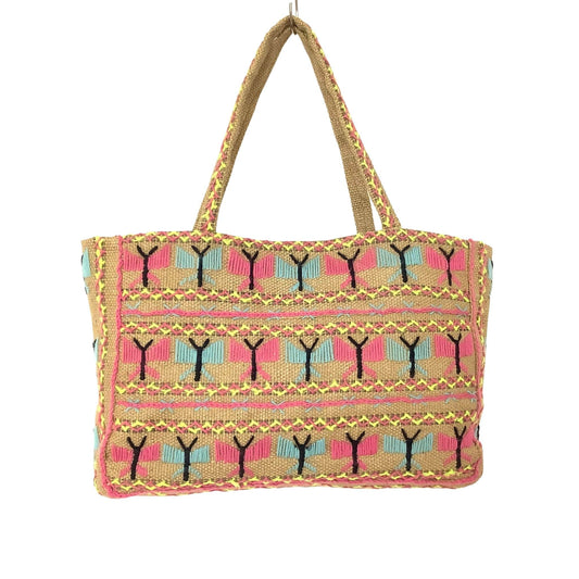Embroidered Jute Tote Bag