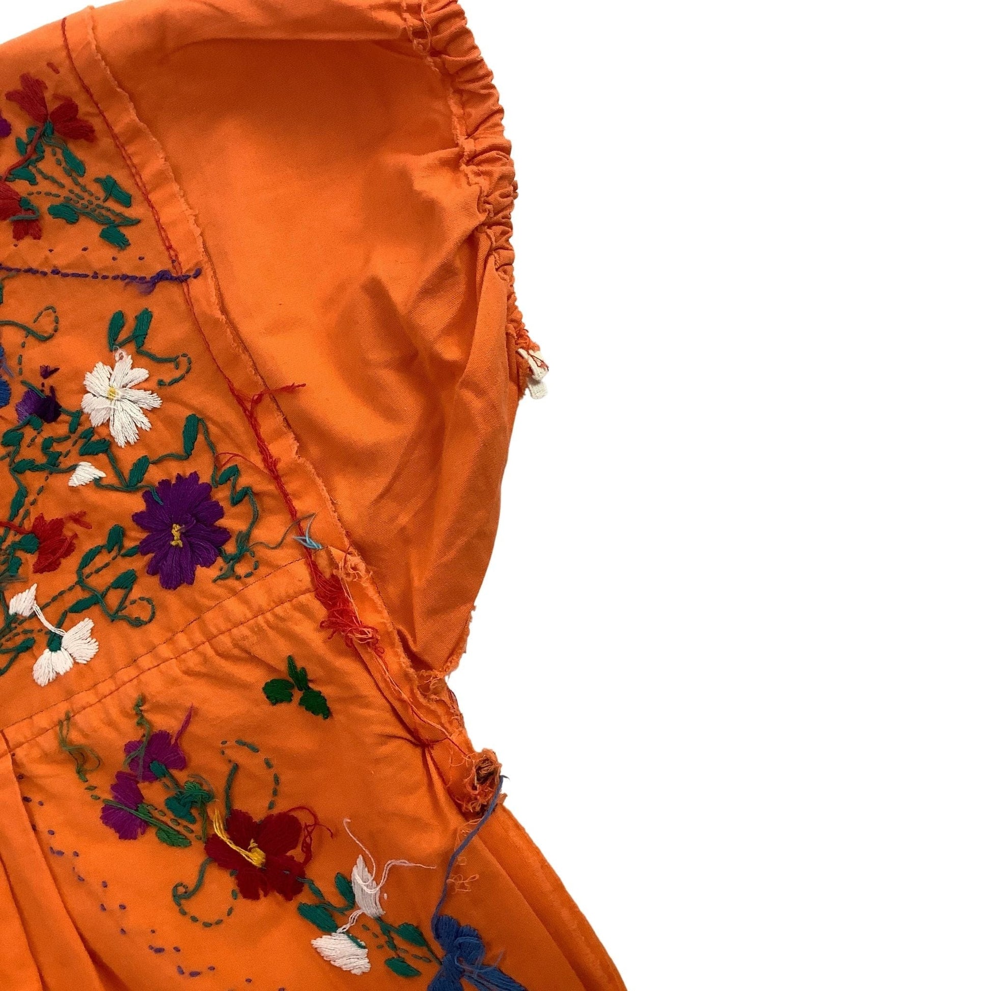 Vintage '70s Embroidered Cotton Peasant Dress Orange Small Vintage '70s Embroidered Cotton Peasant Dress Orange Small