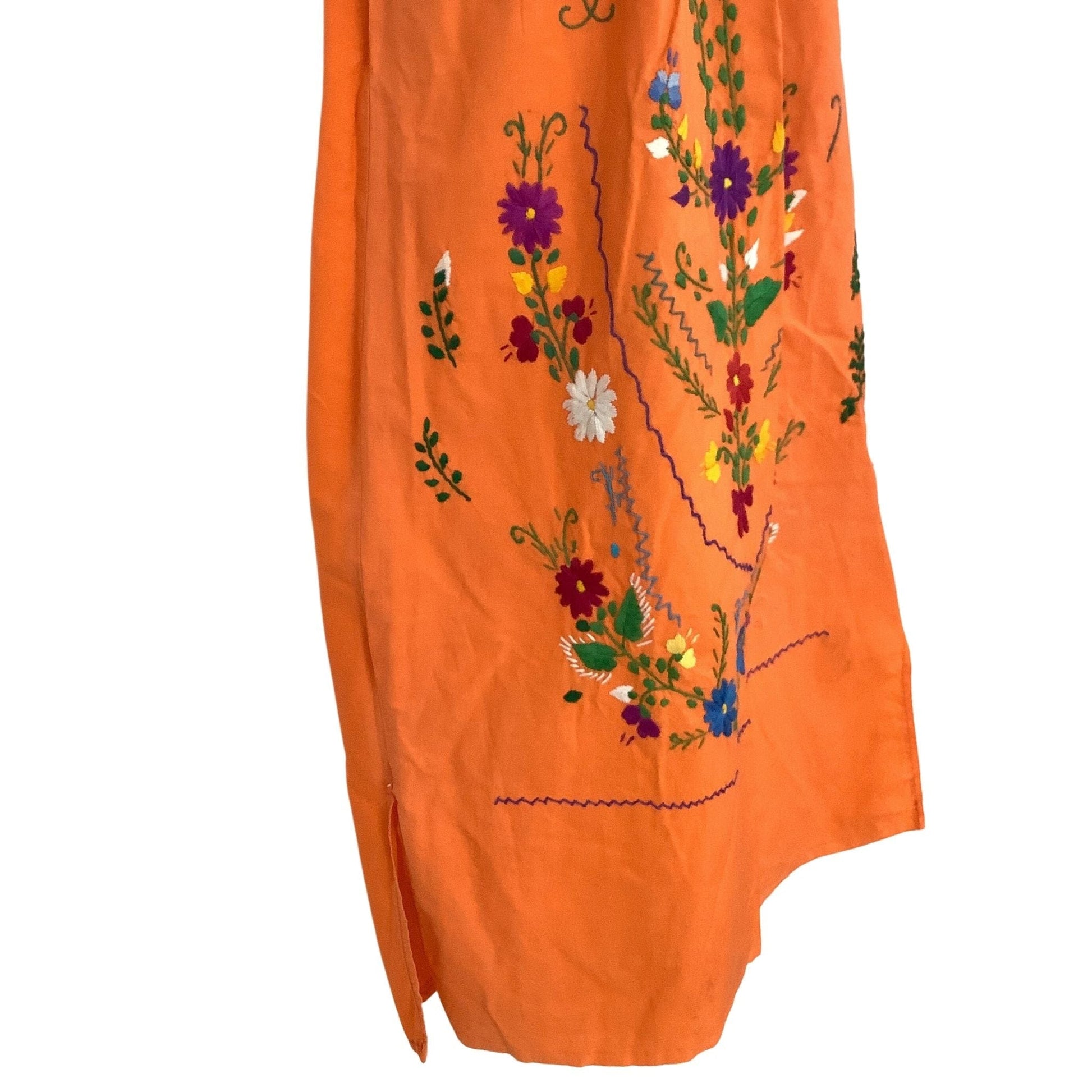Vintage '70s Embroidered Cotton Peasant Dress Orange Small Vintage '70s Embroidered Cotton Peasant Dress Orange Small