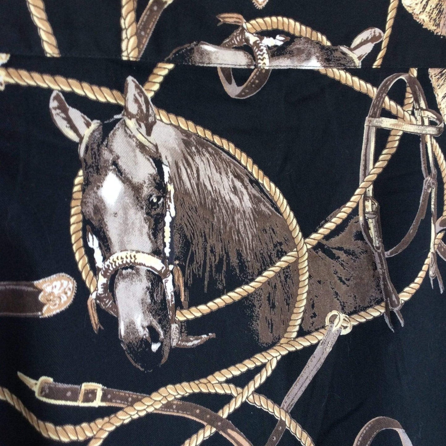 Equestrian Themed Blouse Large / Black / Vintage 1980s