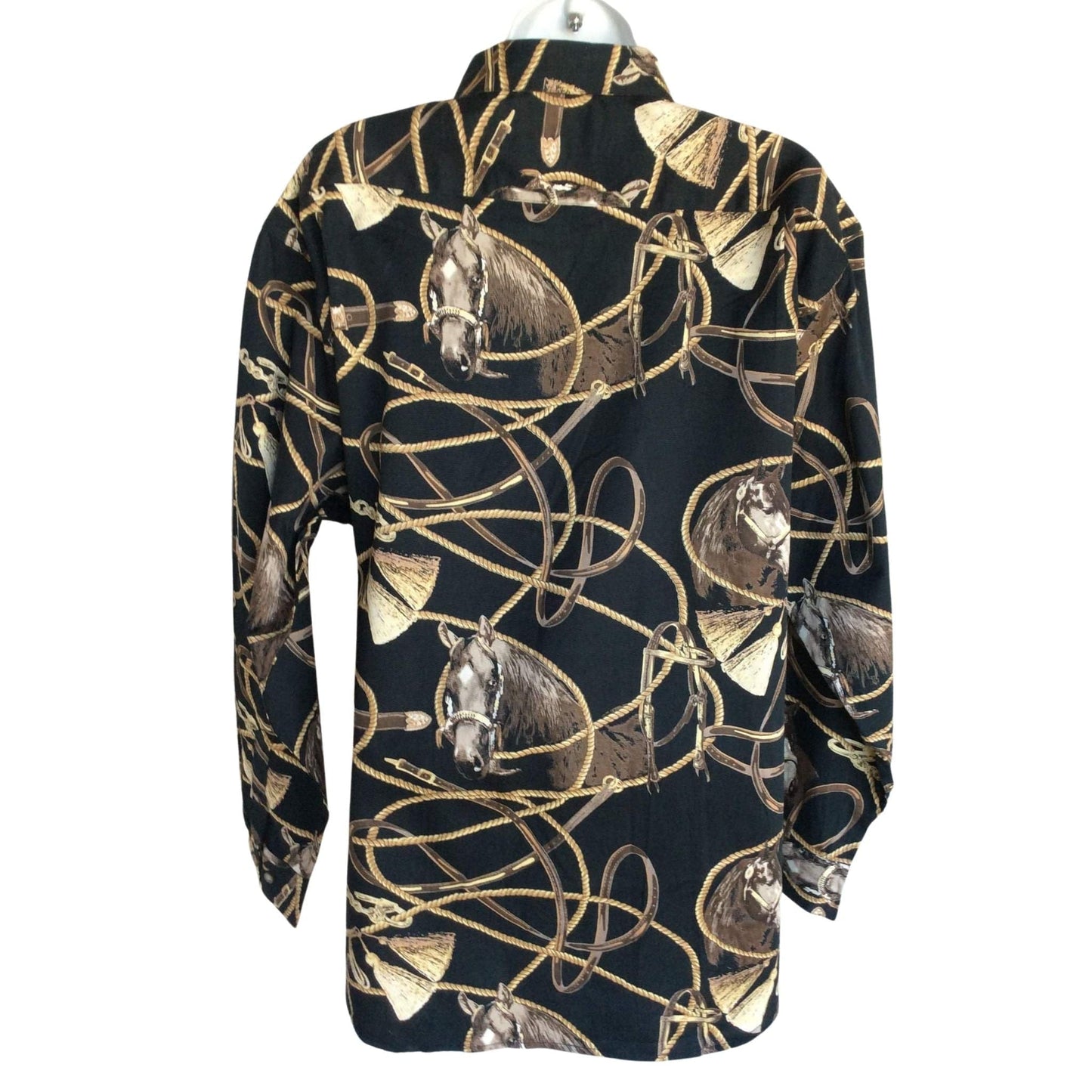 Vintage 1980s Western Style Equestrian Themed Blouse