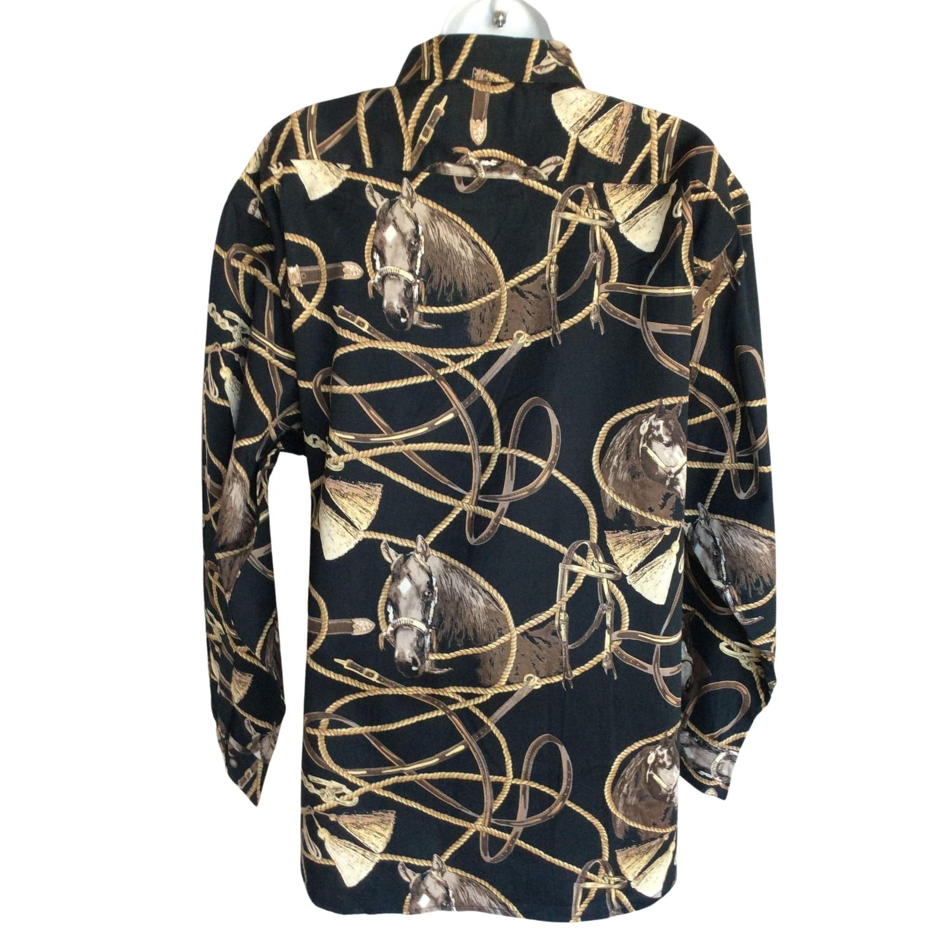Vintage 1980s Western Style Equestrian Themed Blouse