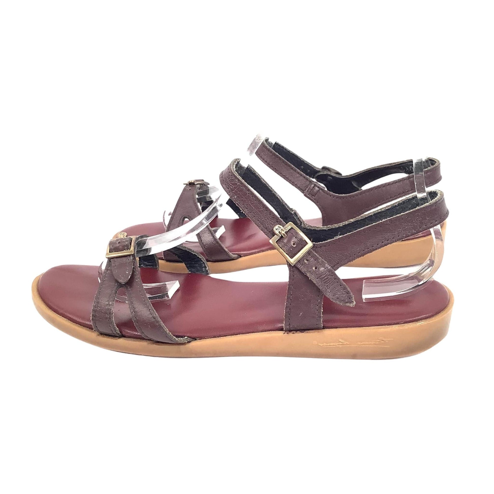 Logo view Etienne Aigner Burgundy Ankle Strap Sandals