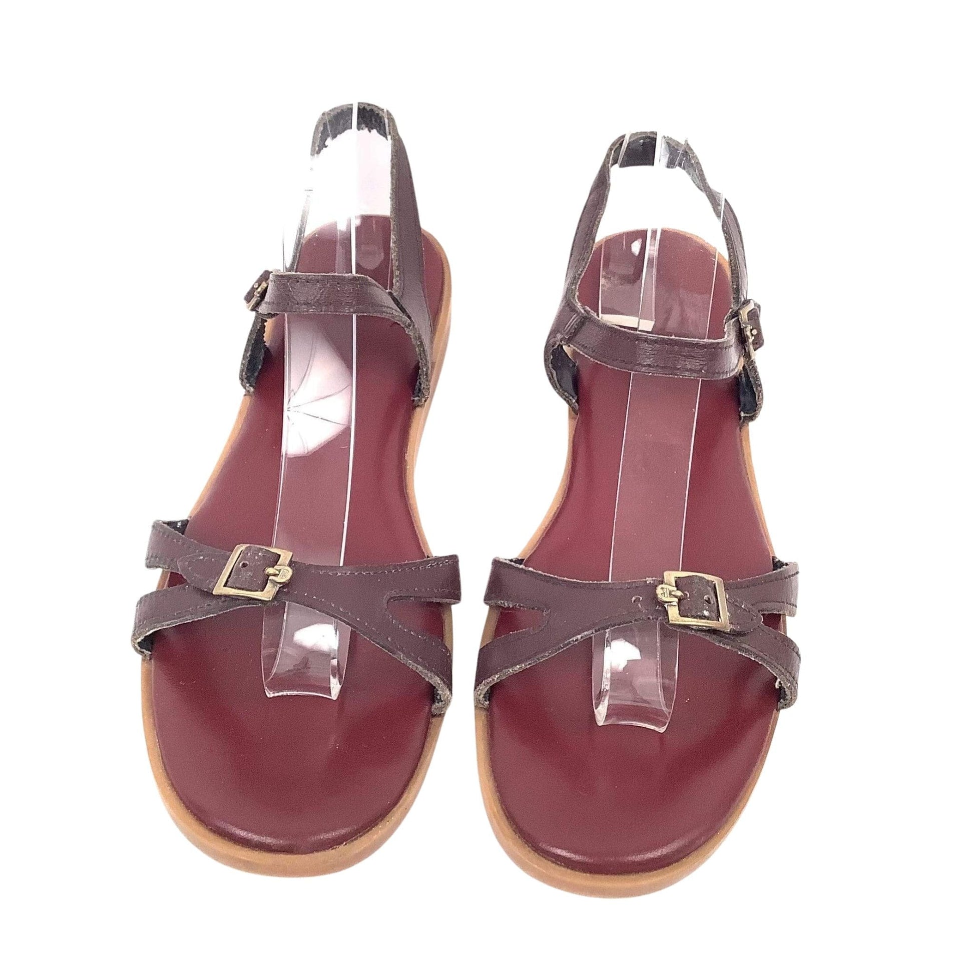 Top view of Etienne Aigner Burgundy Ankle Strap Sandals