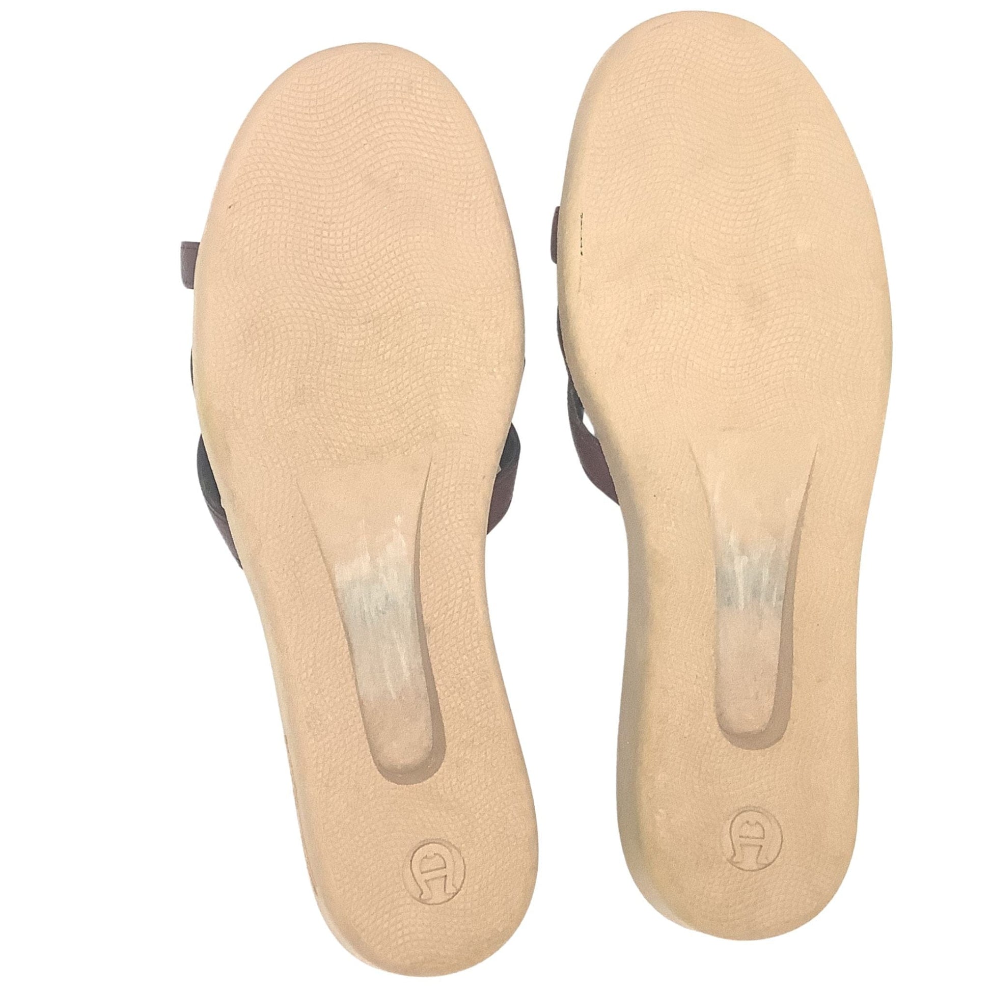 Etienne Aigner Slides - Vintage Oxblood Leather - Flat Heel