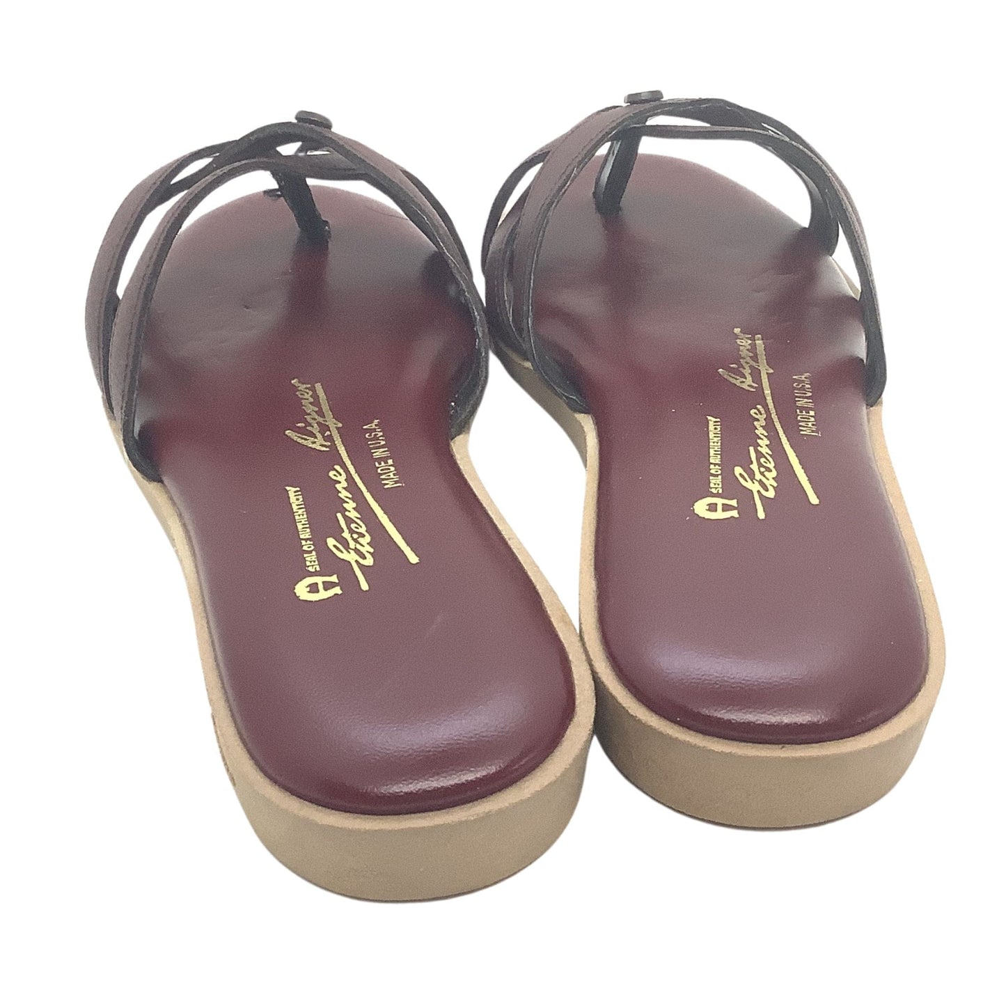 Etienne Aigner Slides - Vintage Oxblood Leather - Flat Heel