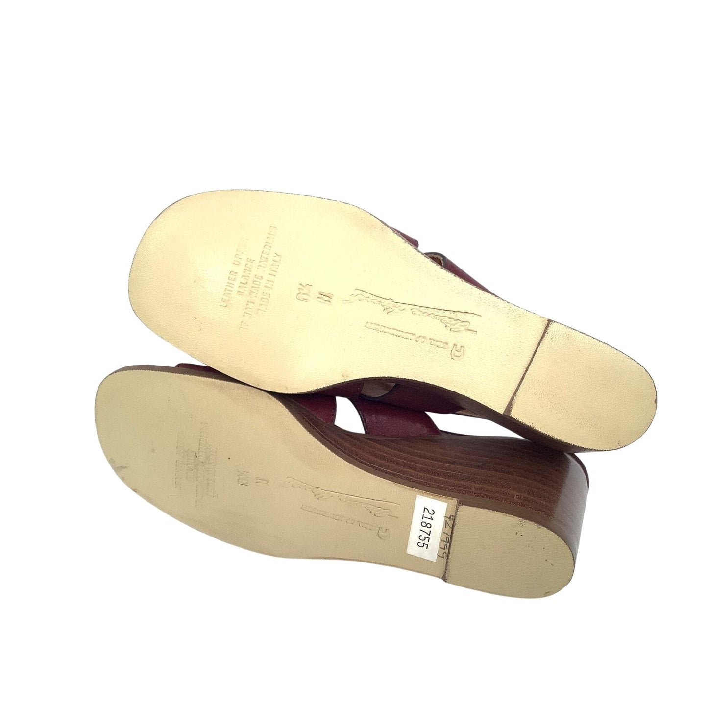 Etienne Aigner Wedge Sandals 6.5 / Burgundy / Vintage 1970s