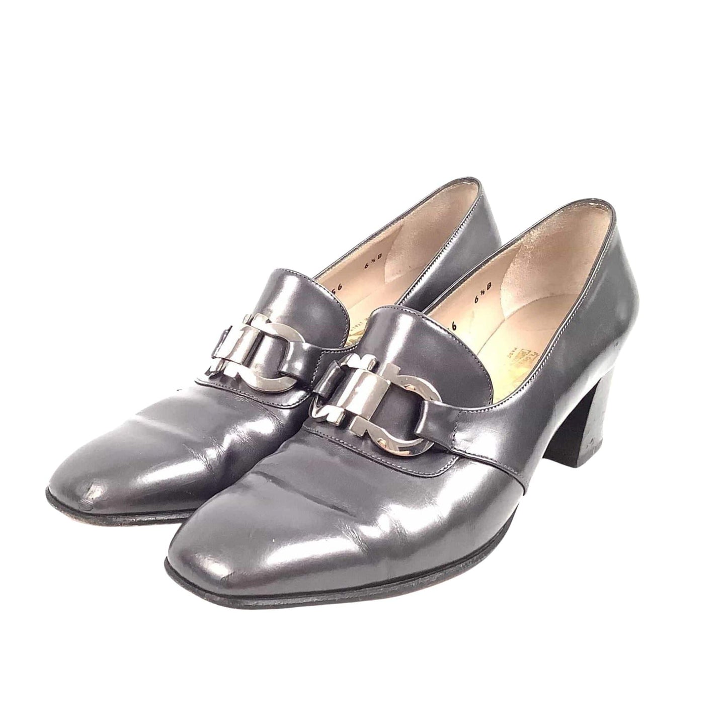 Ferragamo Heeled Loafers 7 / Gray / Vintage 1990s