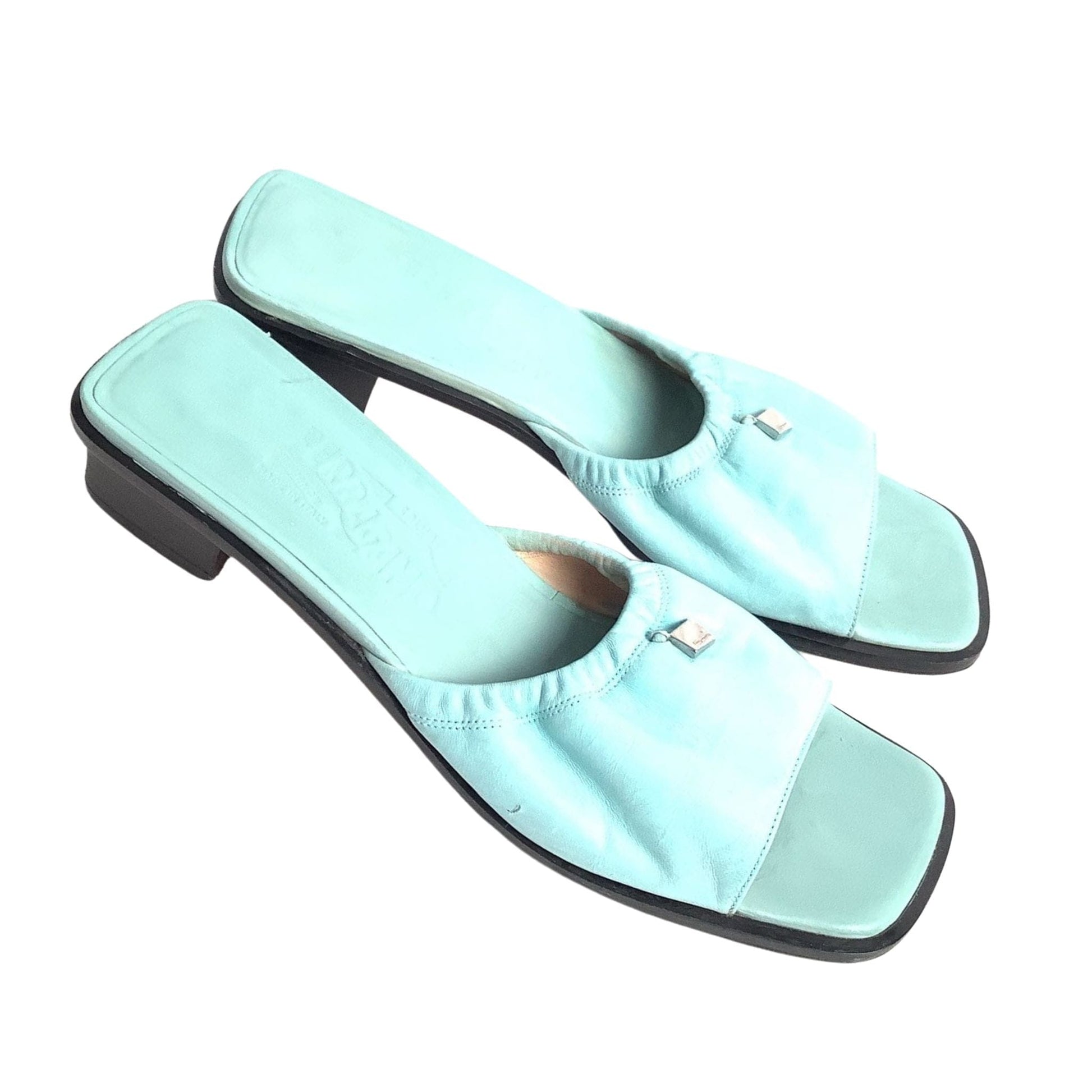 Ferragamo Teal Flat Slides