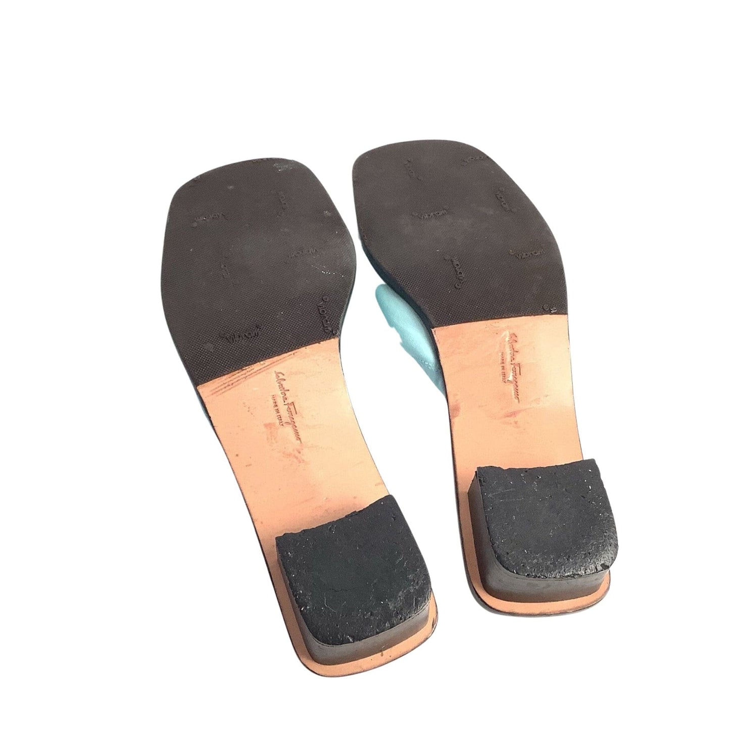 Ferragamo Teal Flat Slides
