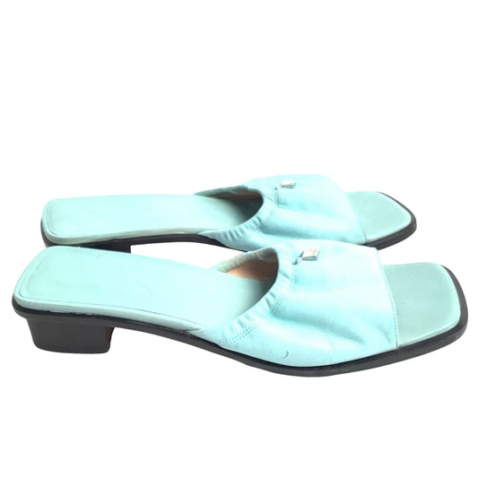 Ferragamo Teal Flat Slides