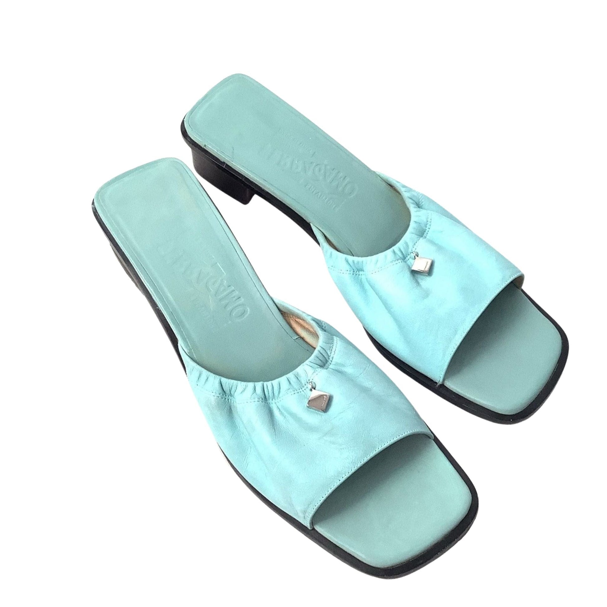 Ferragamo Teal Flat Slides