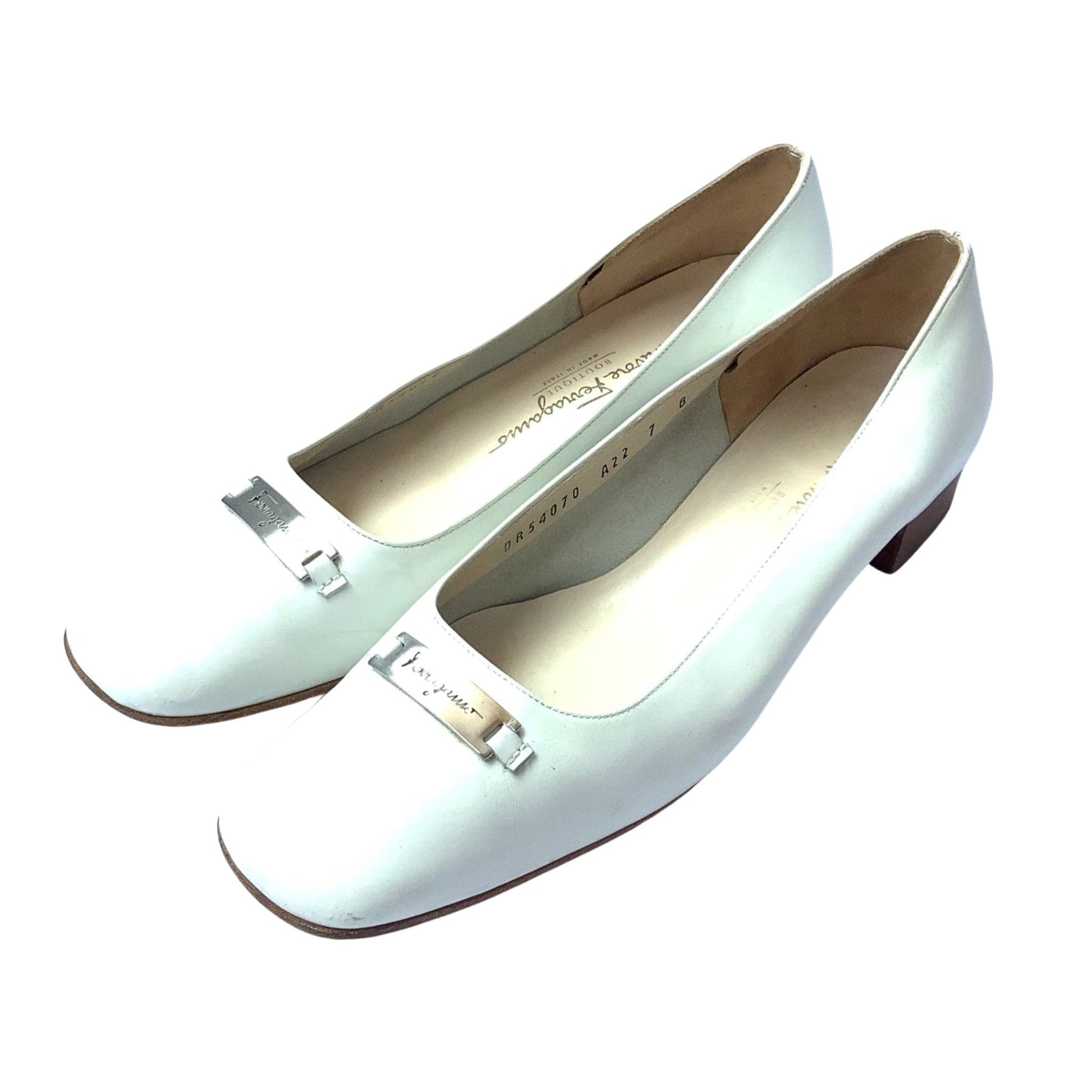 Ferragamo White Heels