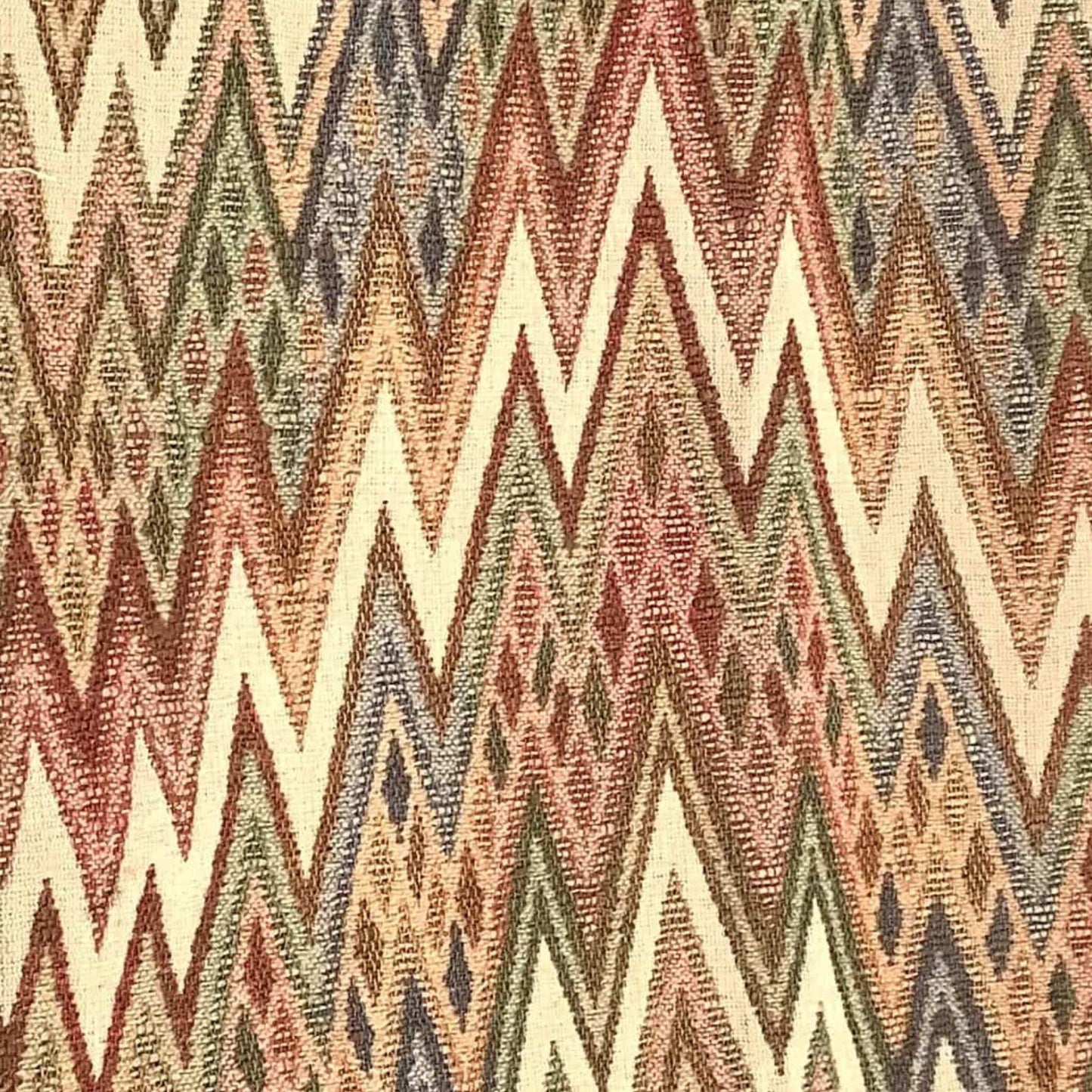 Flame Stitch Fabric Multi / Cotton / Vintage 1970s