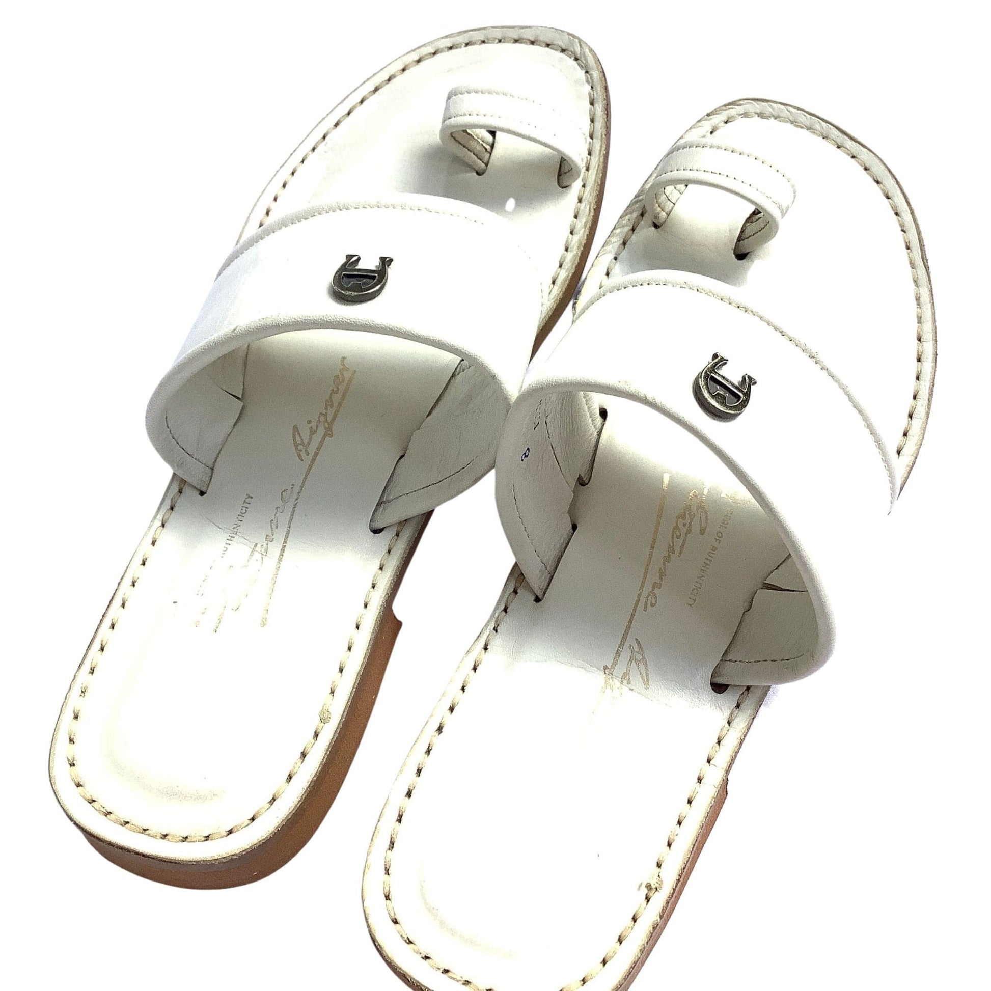 Flat White Leather Sandals 8 / White / Vintage 1990s