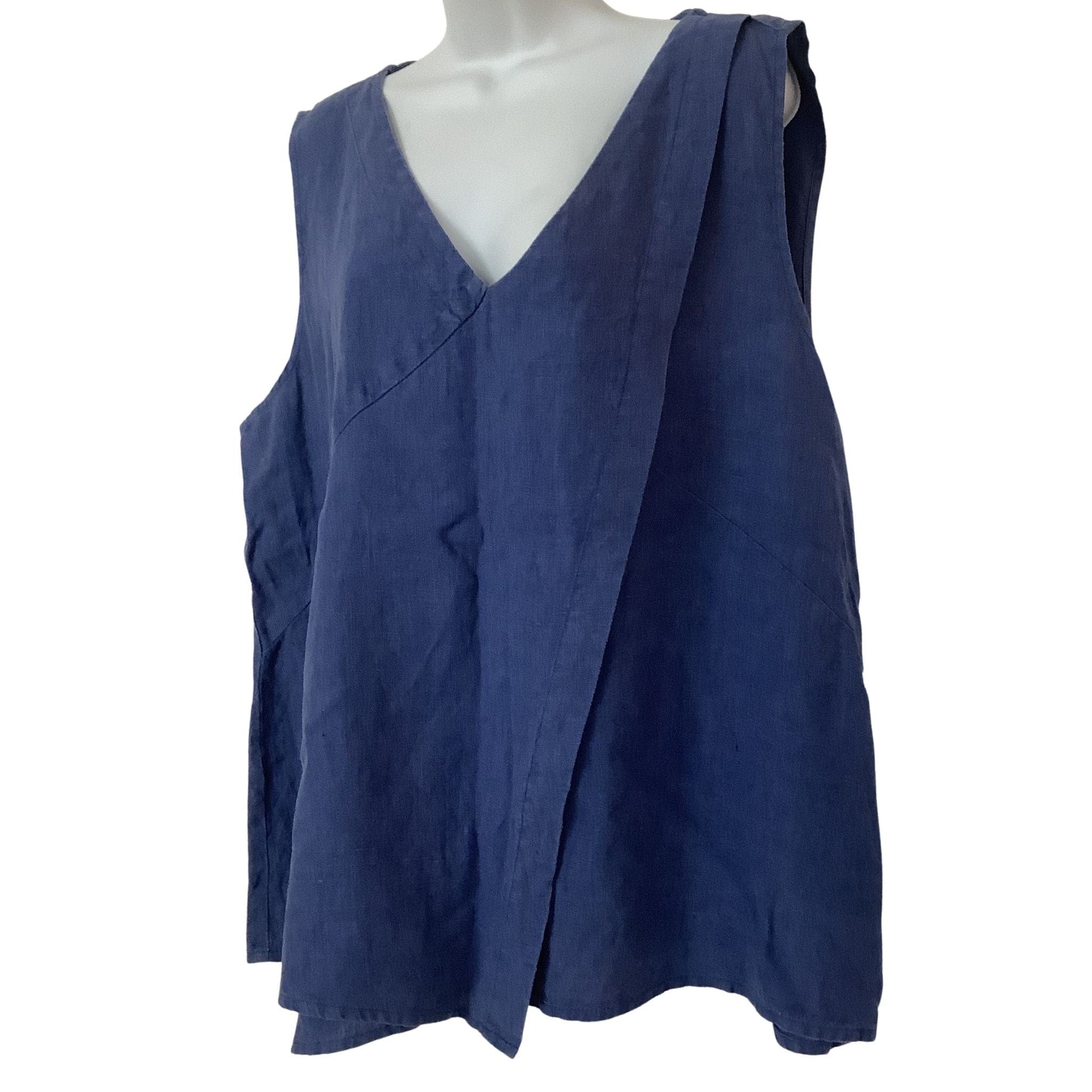 Vintage Lagenlook Top - Flax Blue Linen Tunic